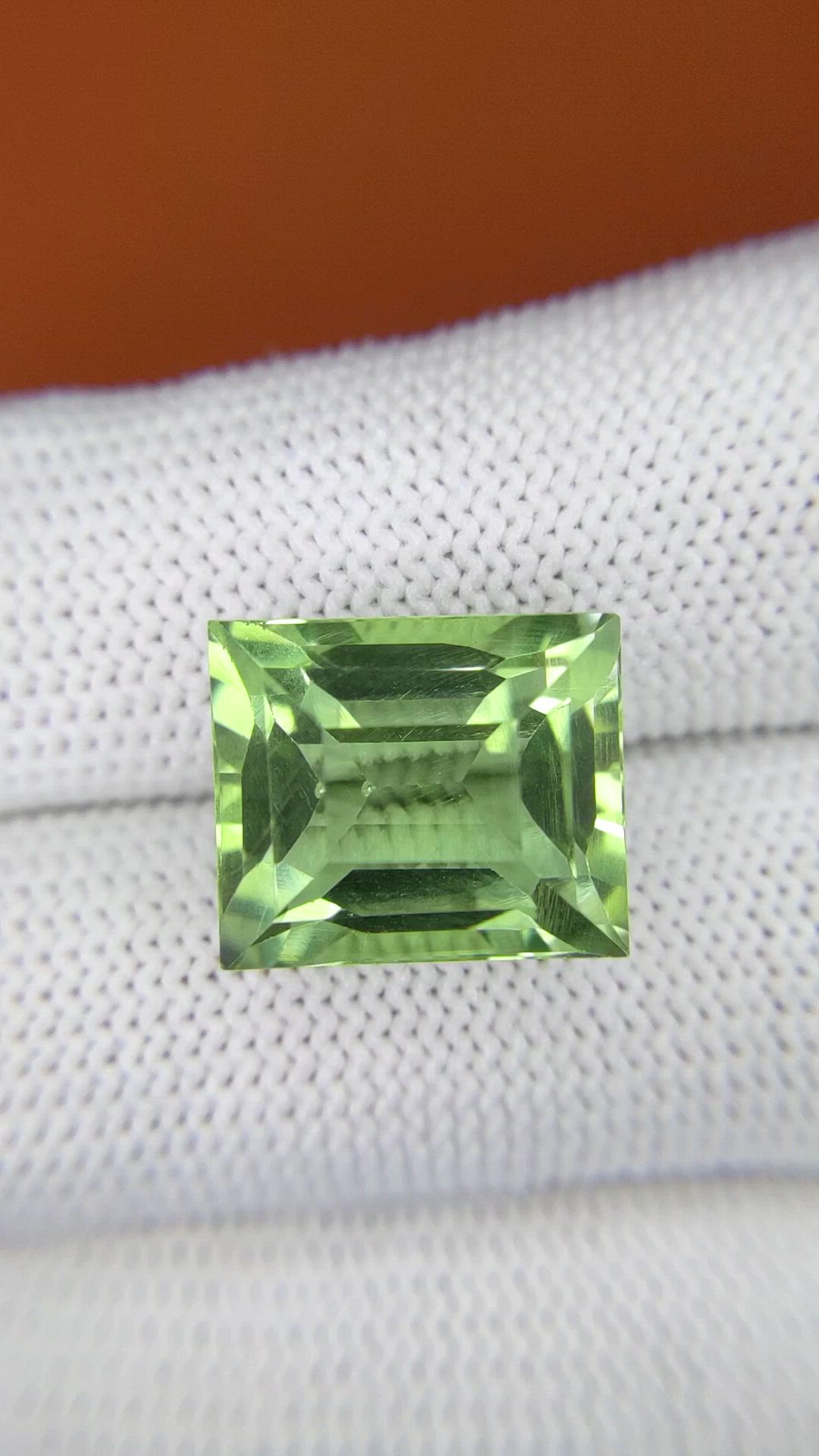 13.60 Ct. Yellowish Green Prasiolite from Brazil Size Video