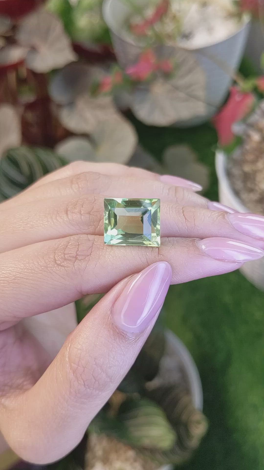 13.60 Ct. Yellowish Green Prasiolite from Brazil Size Video