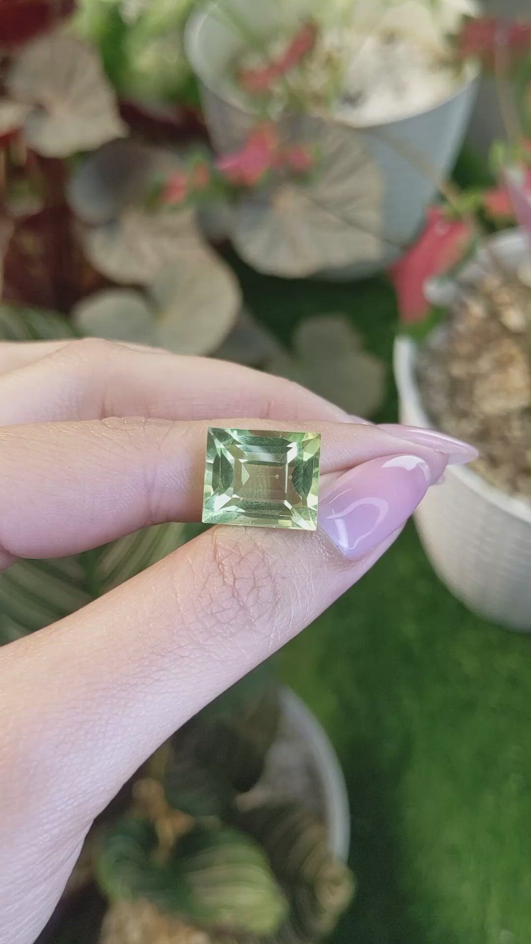 13.60 Ct. Yellowish Green Prasiolite from Brazil Size Video