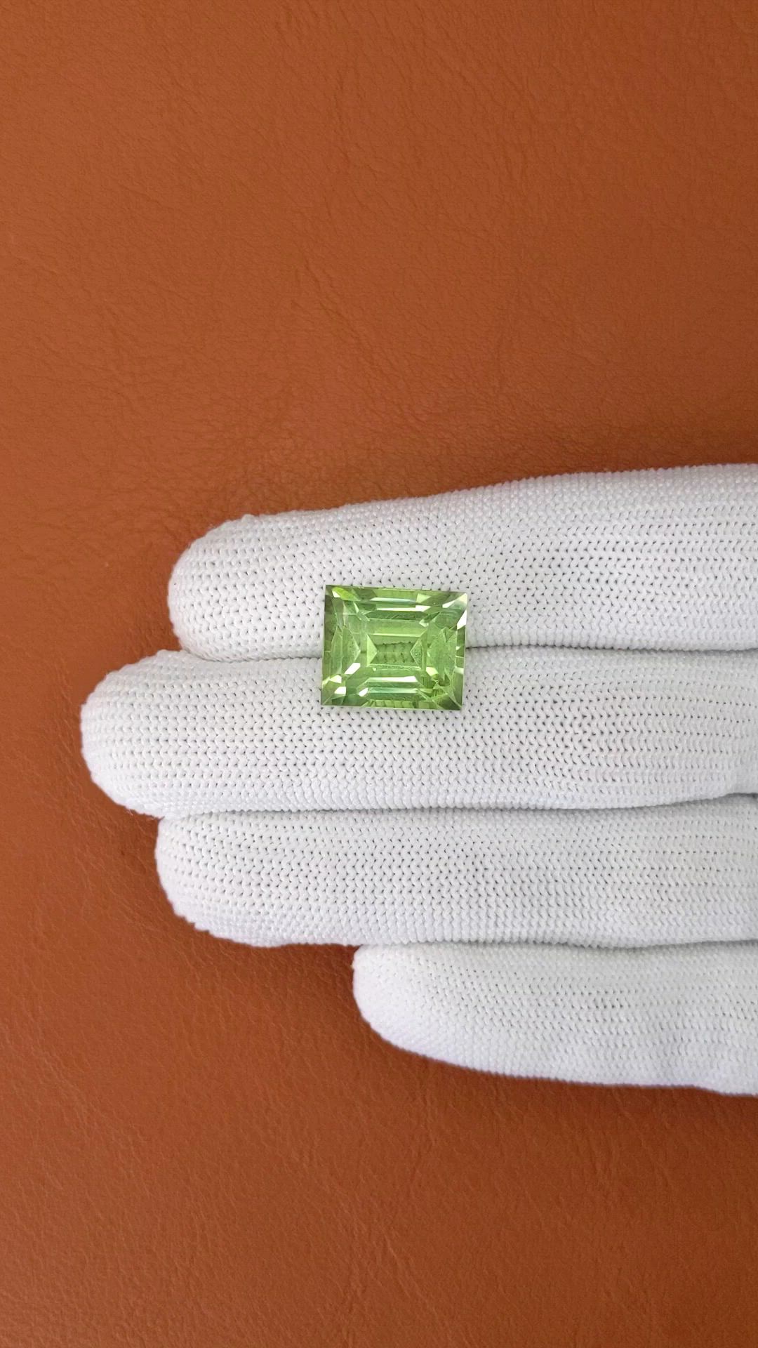 13.60 Ct. Yellowish Green Prasiolite from Brazil Size Video