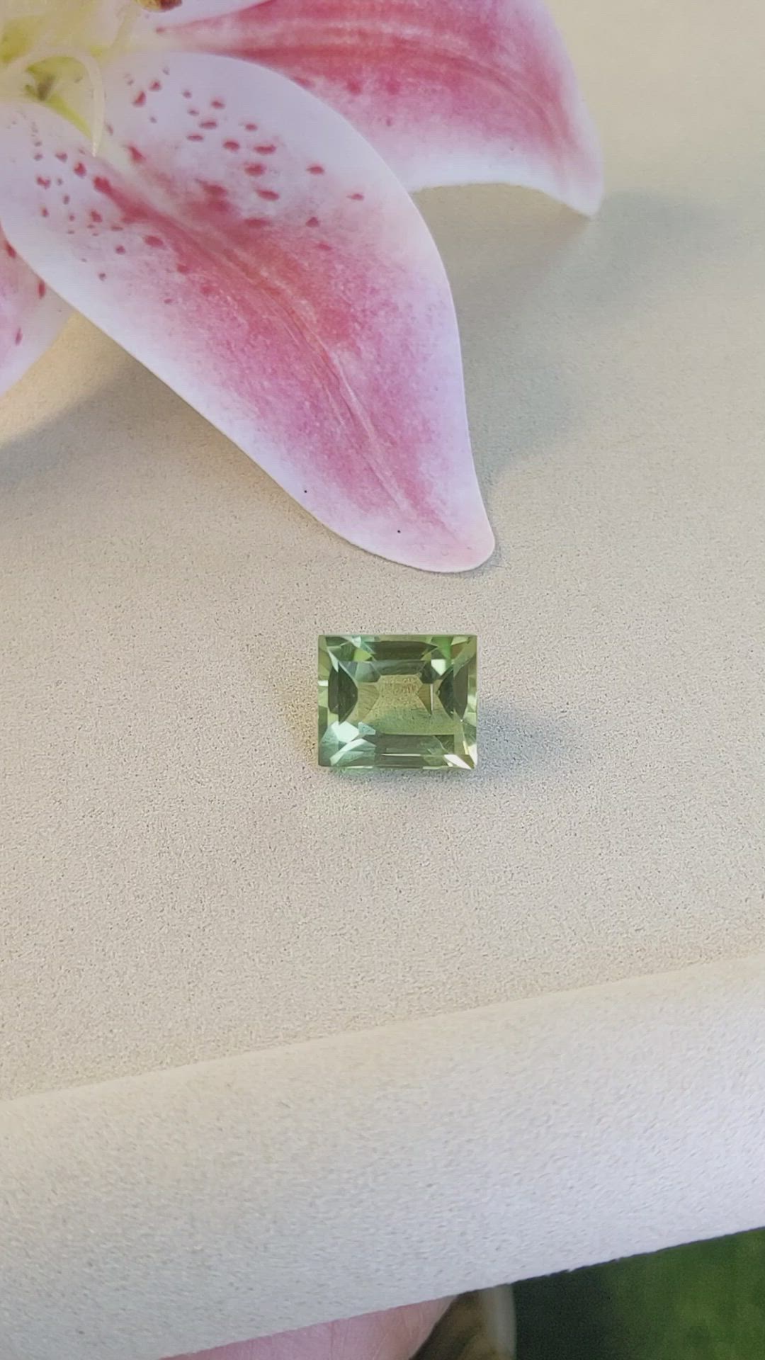 13.60 Ct. Yellowish Green Prasiolite from Brazil Size Video