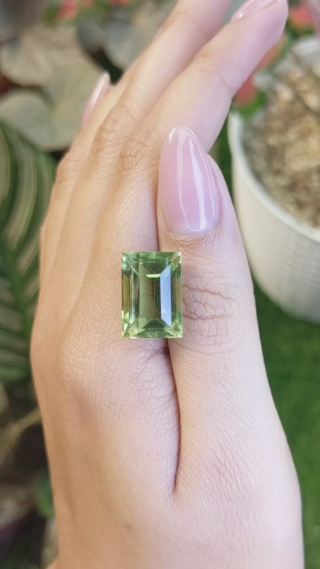 12.50 Ct. Yellowish Green Prasiolite from Brazil Size Video