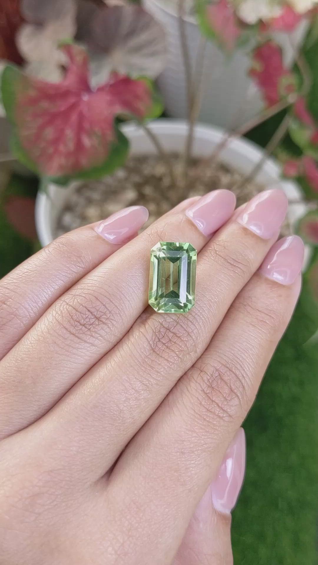 10.00 Ct. Yellowish Green Prasiolite from Brazil Size Video