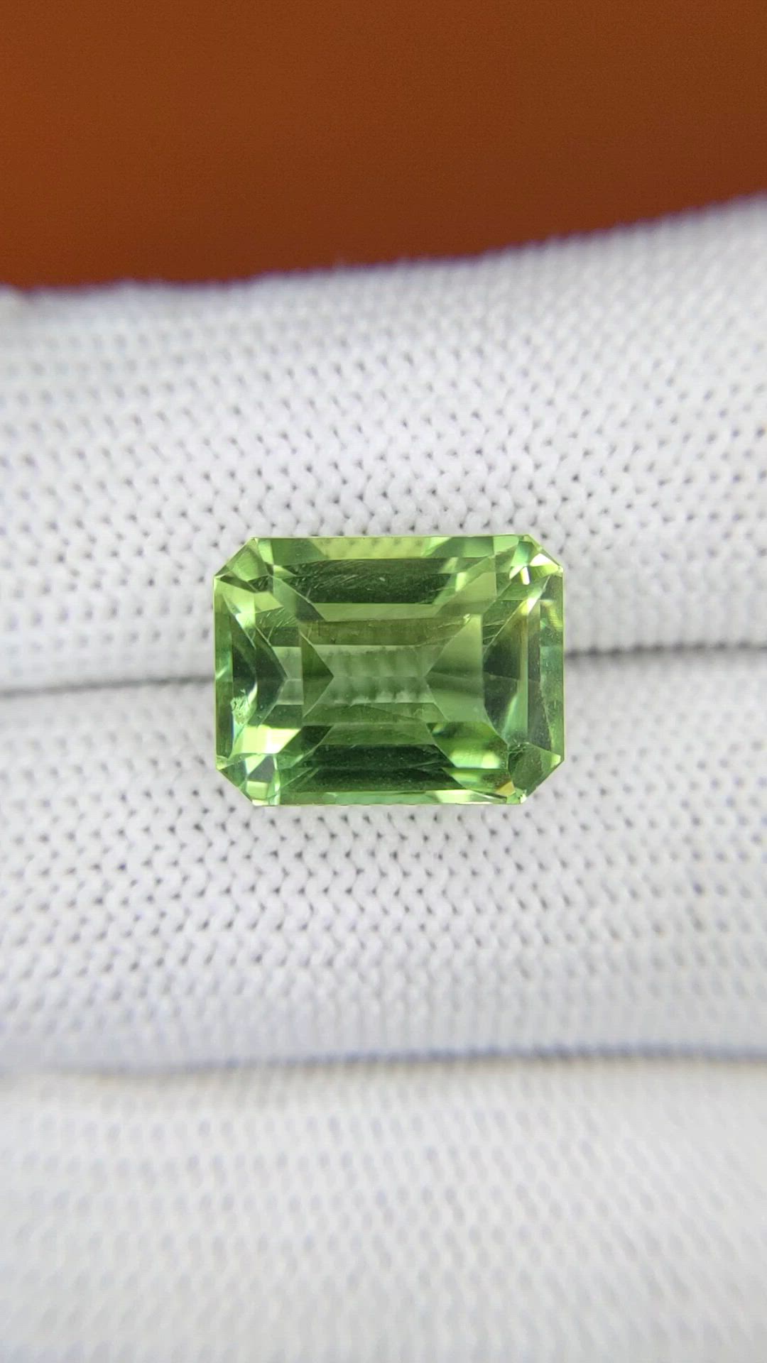 9.81 Ct. Yellowish Green Prasiolite from Brazil Size Video