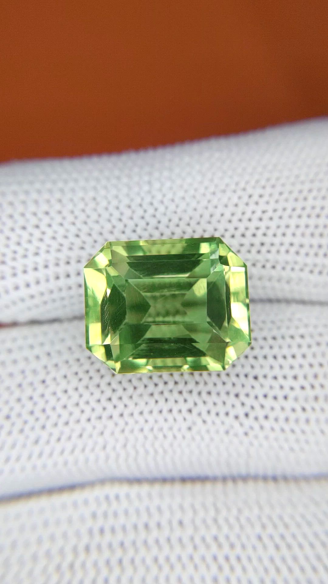 12.52 Ct. Yellowish Green Prasiolite from Brazil Size Video