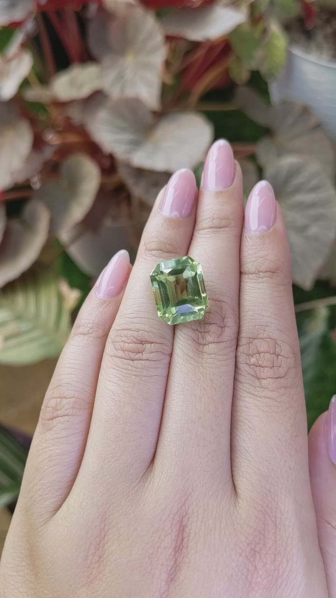 12.52 Ct. Yellowish Green Prasiolite from Brazil Size Video