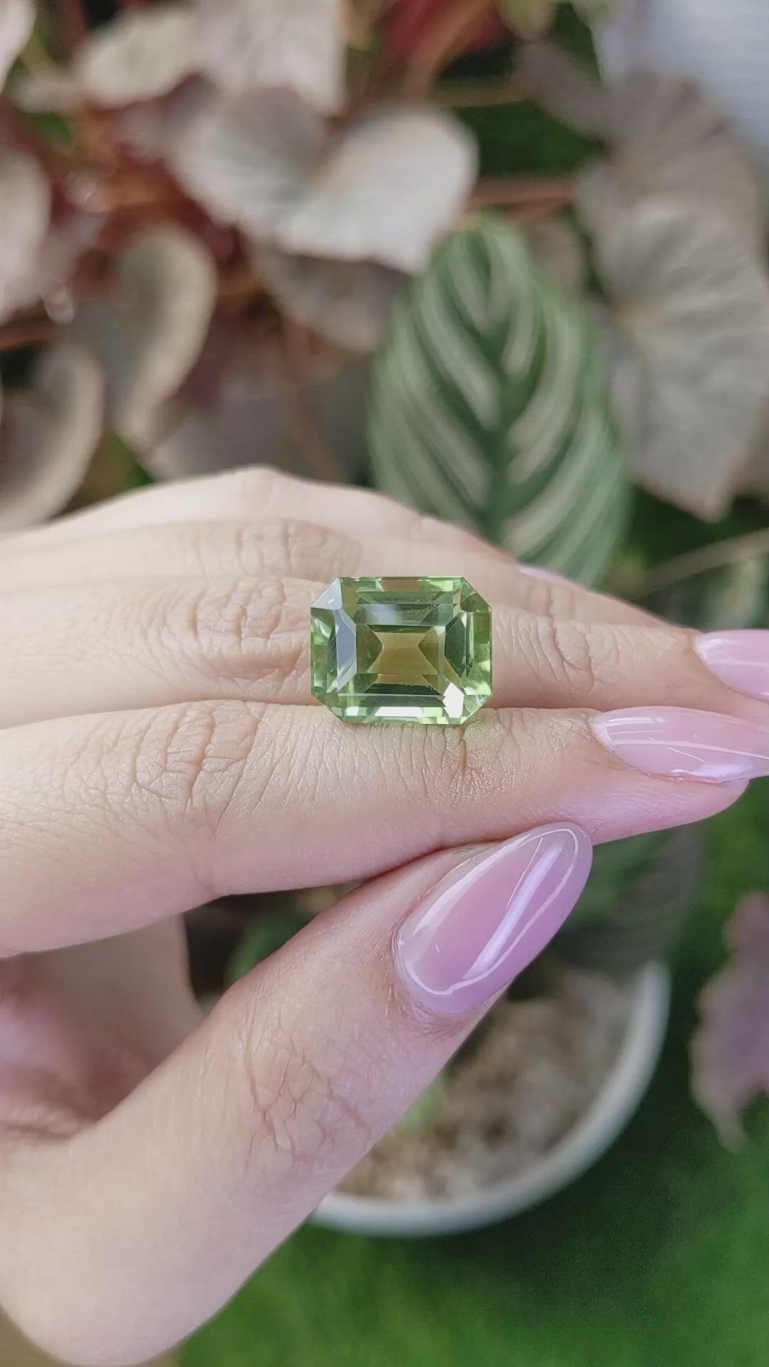 12.52 Ct. Yellowish Green Prasiolite from Brazil Size Video
