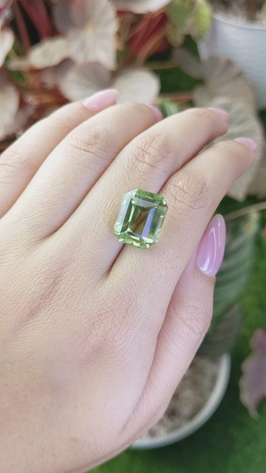 12.52 Ct. Yellowish Green Prasiolite from Brazil Size Video