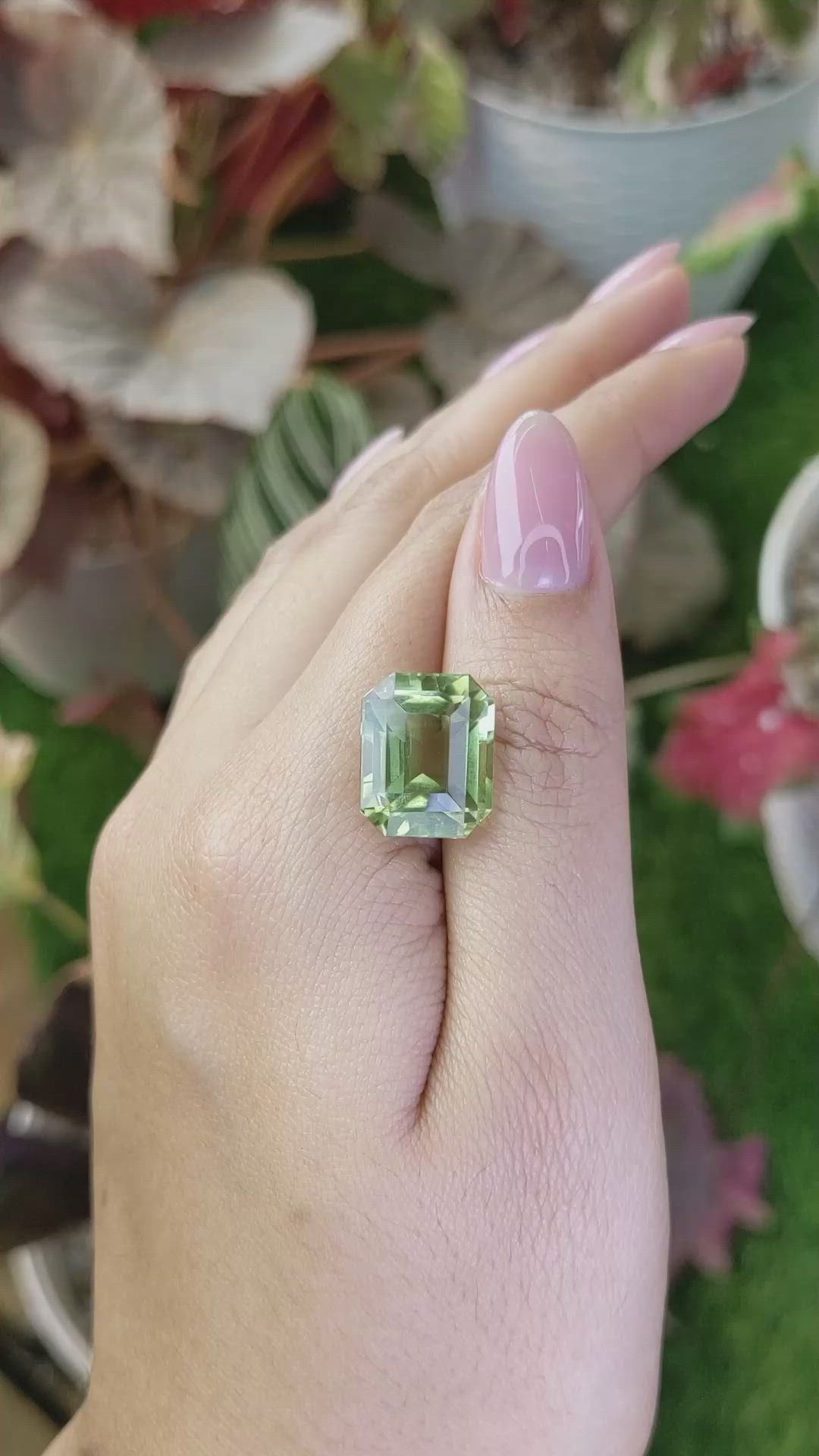 12.52 Ct. Yellowish Green Prasiolite from Brazil Size Video