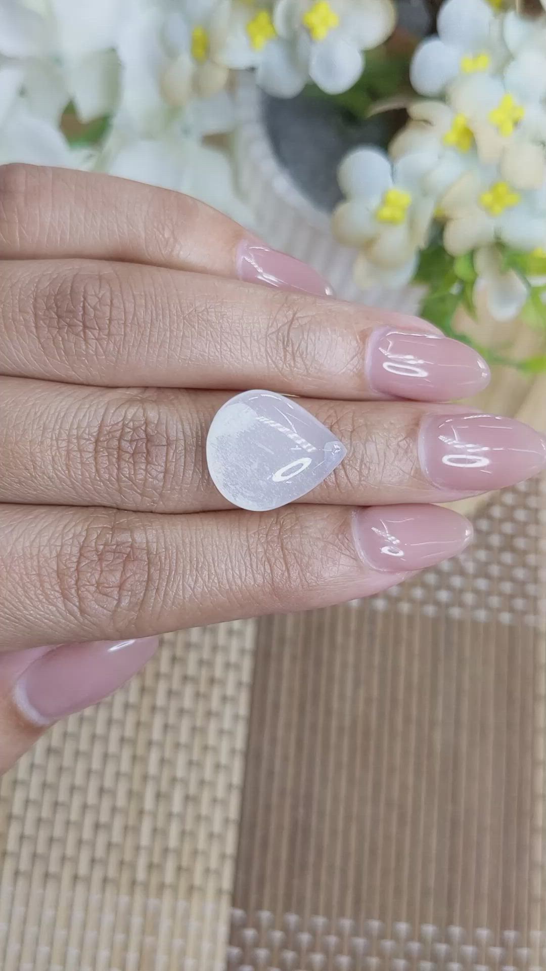 9.75 Ct. White Cabochon Moonstone from Ceylon (Sri Lanka) Size Video