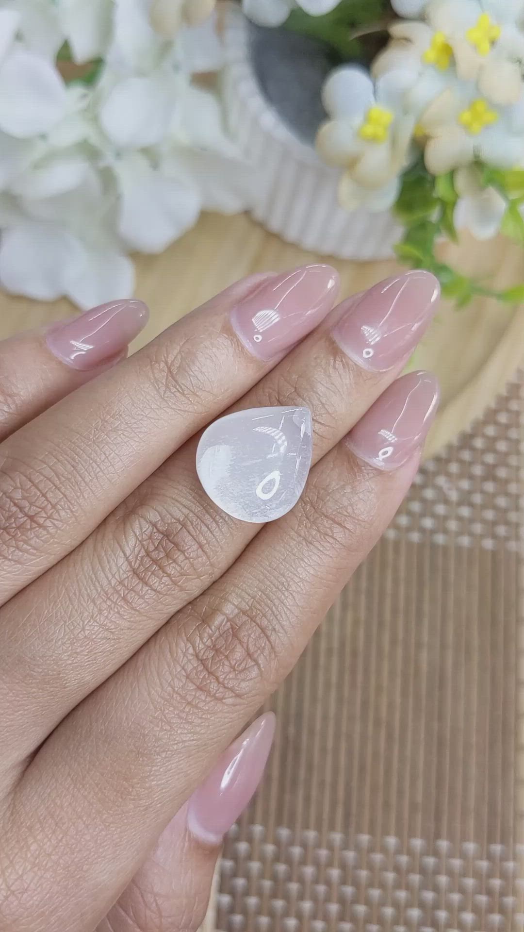 9.75 Ct. White Cabochon Moonstone from Ceylon (Sri Lanka) Size Video