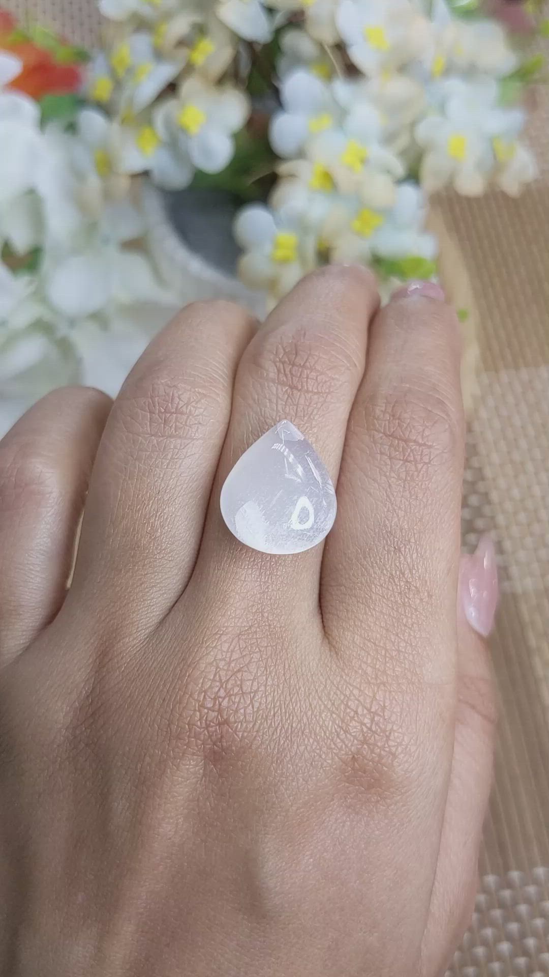 9.75 Ct. White Cabochon Moonstone from Ceylon (Sri Lanka) Size Video
