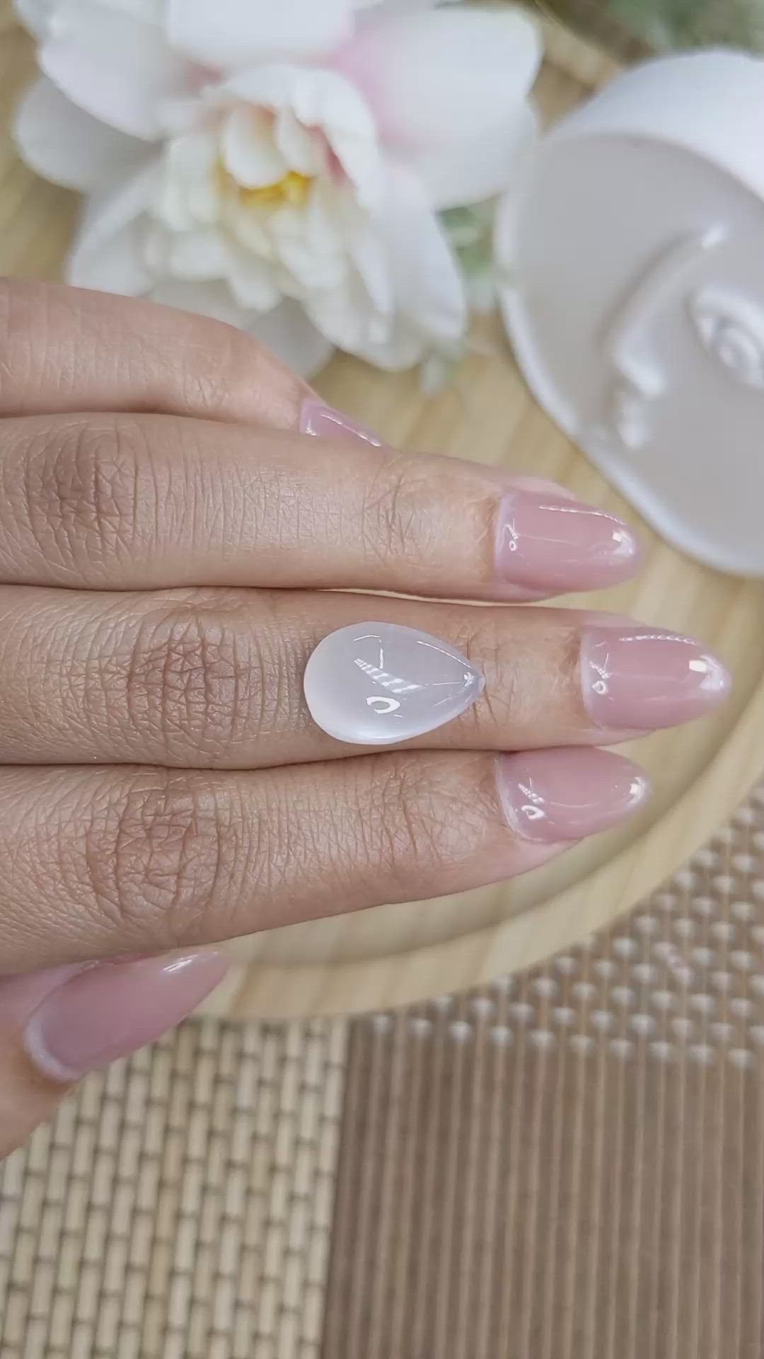 6.95 Ct. White Cabochon Moonstone from Ceylon (Sri Lanka) Size Video
