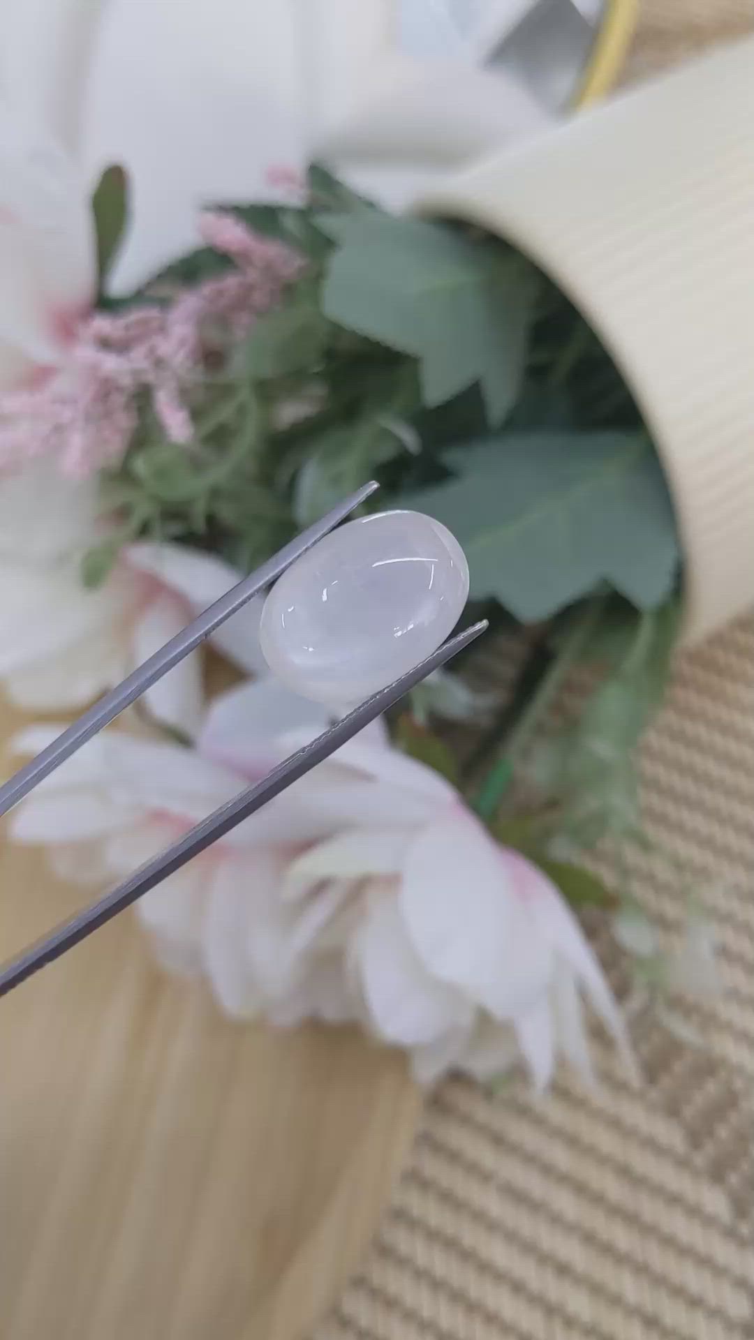 12.28 Ct. White Cabochon Moonstone from Ceylon (Sri Lanka) Size Video