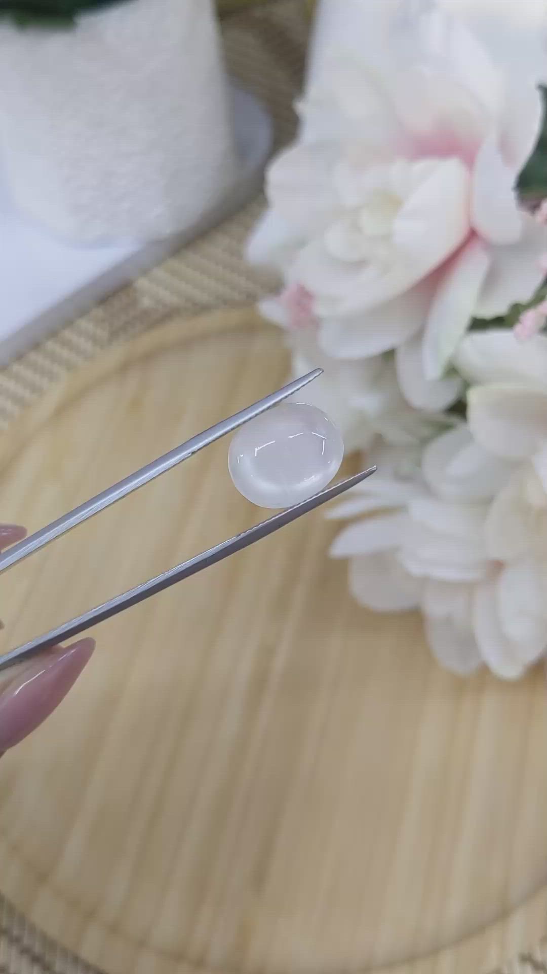 6.93 Ct. Blue Flash Cabochon Moonstone from Ceylon (Sri Lanka) Size Video
