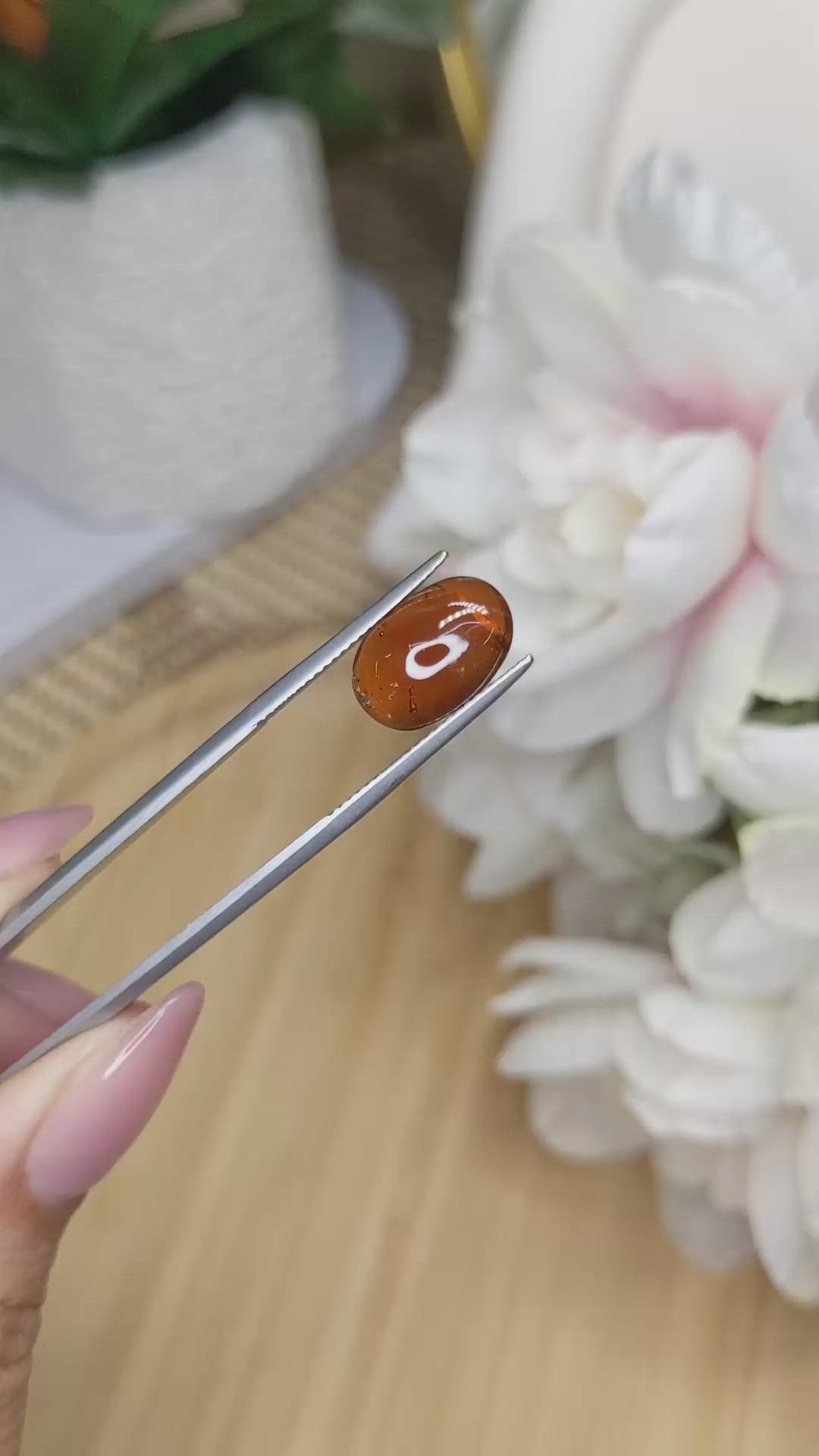 5.24 Ct. Orange Cabochon Hessonite Garnet from Madagascar Size Video