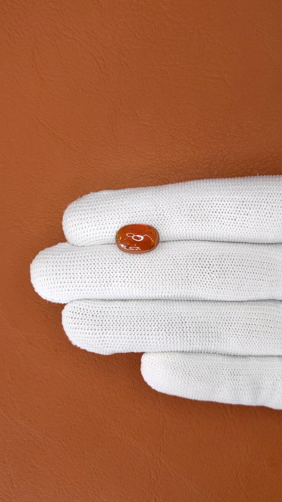5.24 Ct. Orange Cabochon Hessonite Garnet from Madagascar Size Video