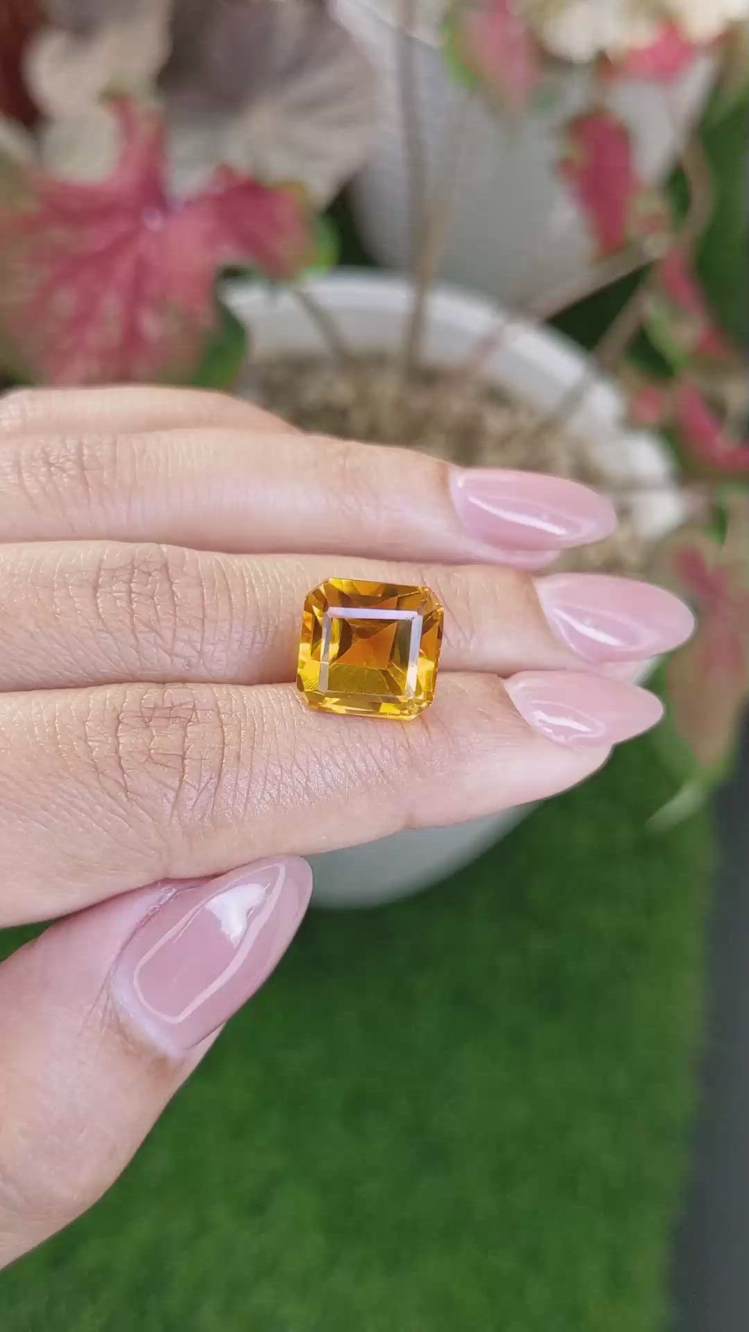 9.76 Ct. Orange Citrine from Brazil Size Video