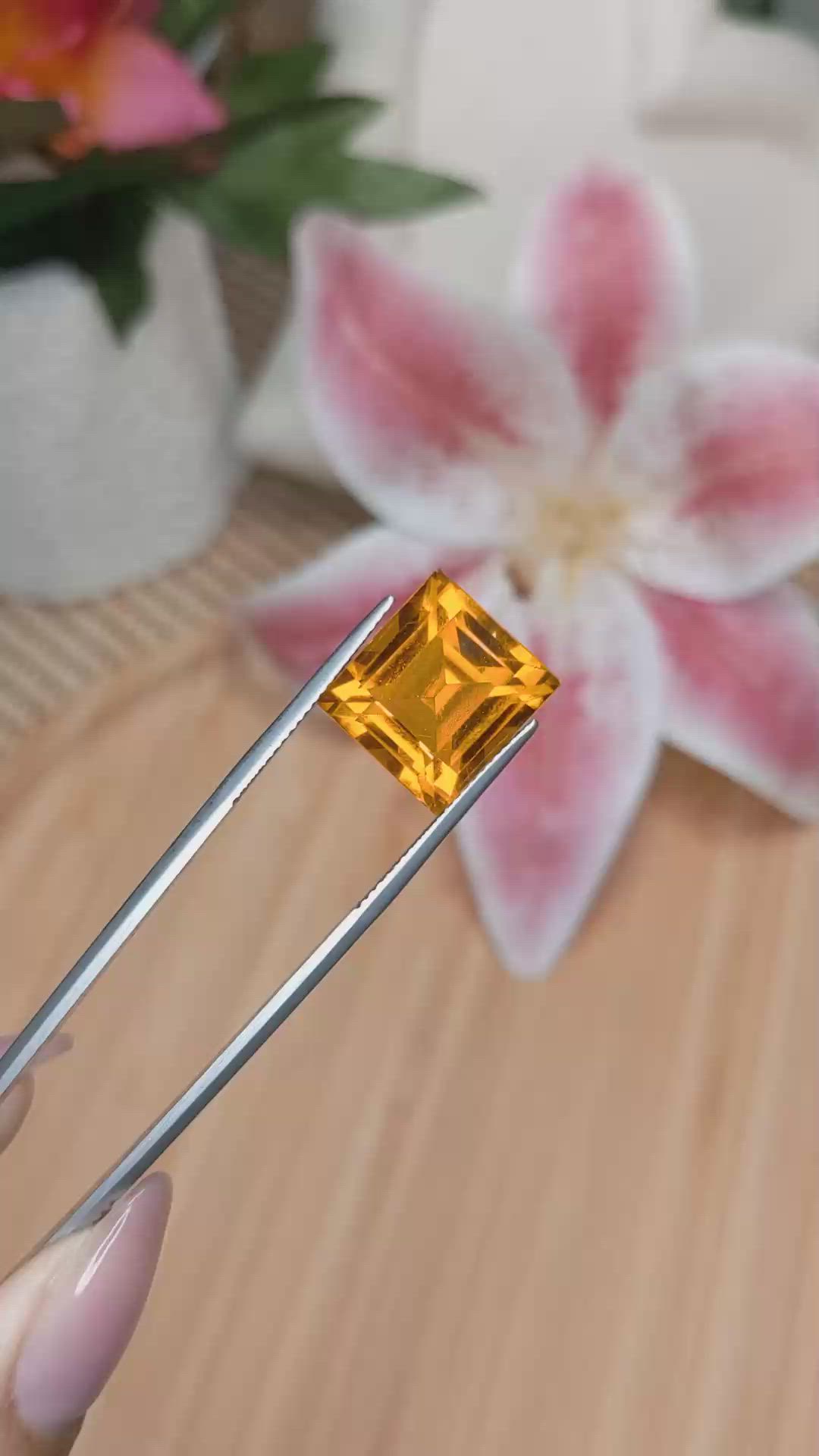 12.88 Ct. Yellowish Orange Citrine from Brazil Size Video