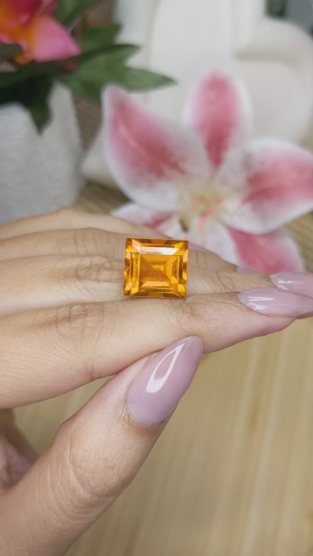 12.88 Ct. Yellowish Orange Citrine from Brazil Size Video