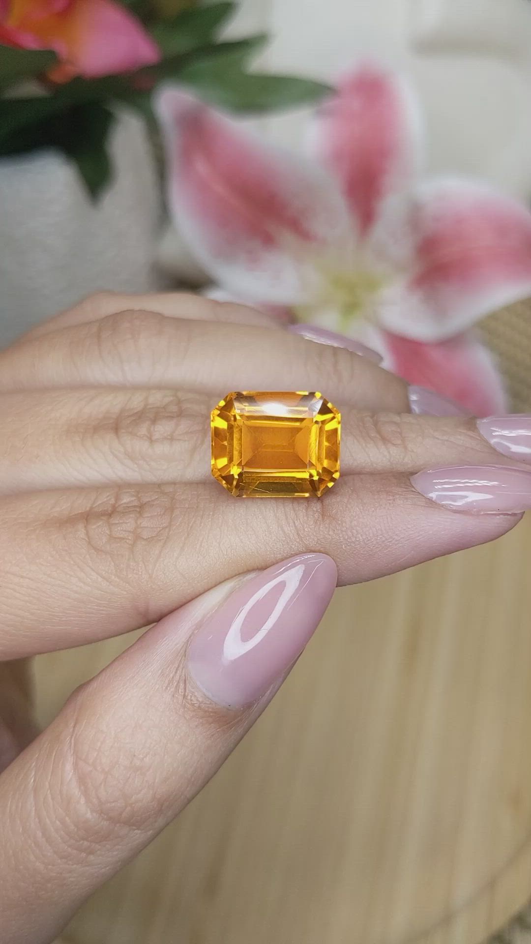 11.67 Ct. Orange Citrine from Brazil Size Video