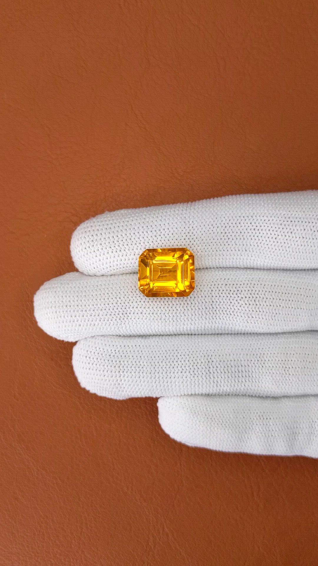 9.56 Ct. Yellowish Orange Citrine from Brazil Size Video