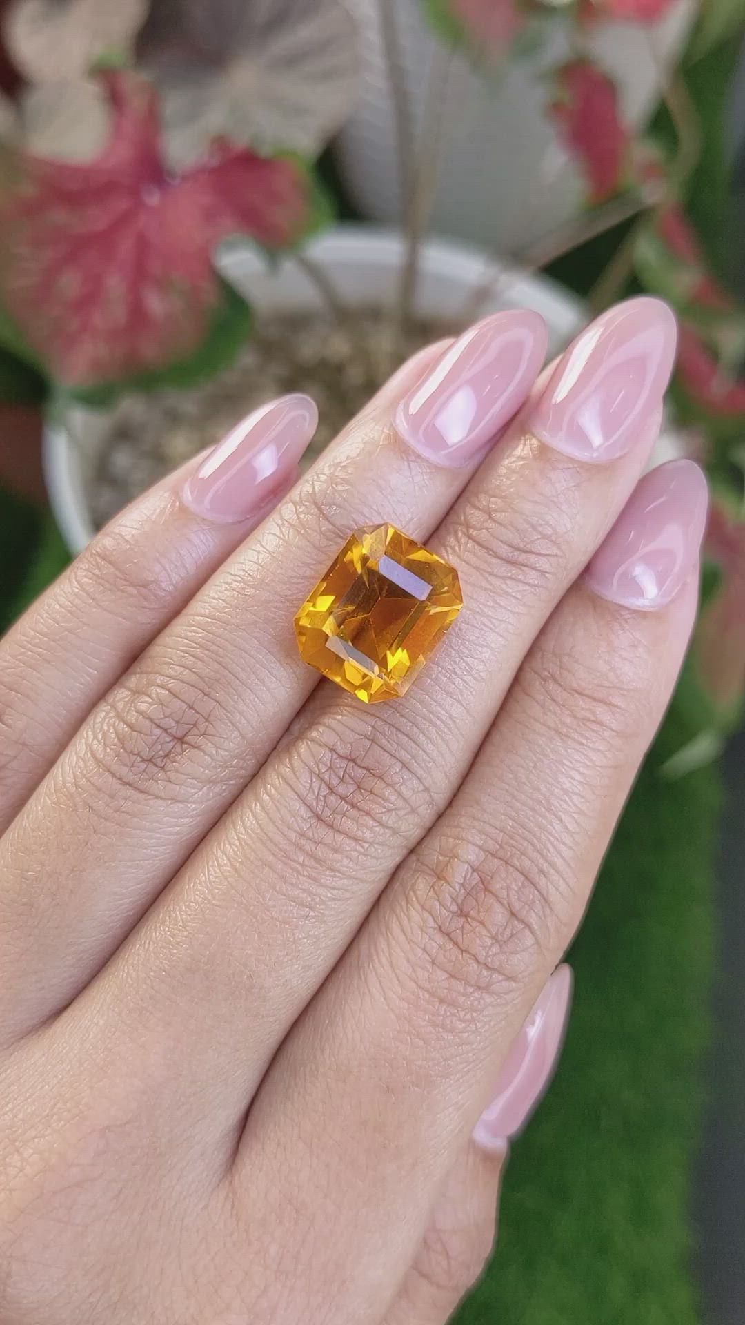 10.61 Ct. Yellowish Orange Citrine from Brazil Size Video