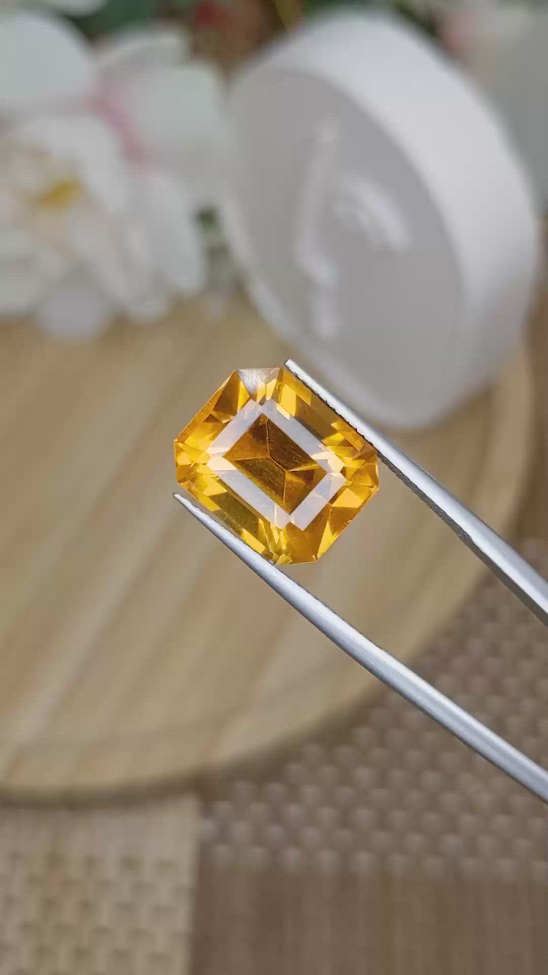 10.61 Ct. Yellowish Orange Citrine from Brazil Size Video