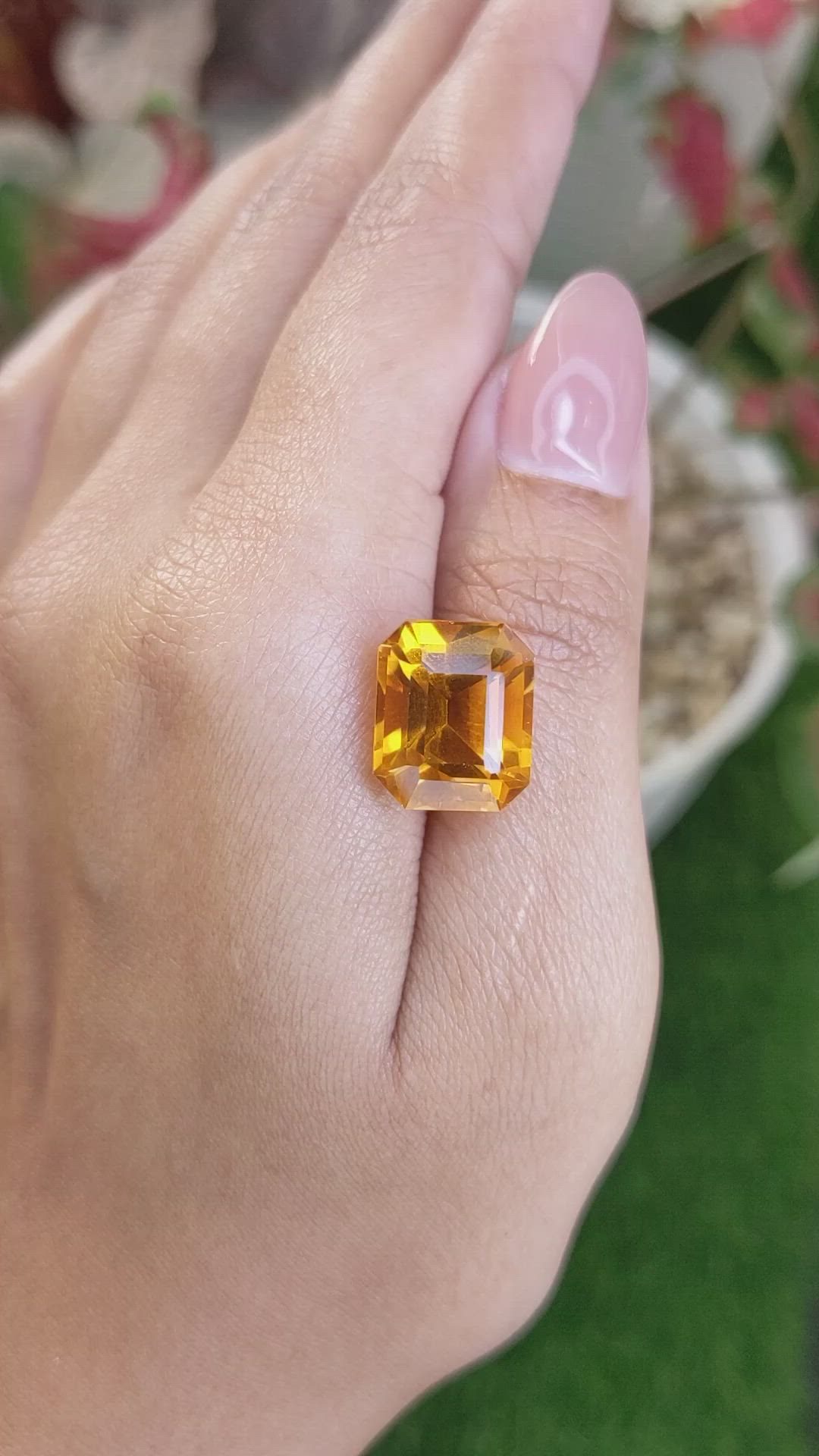 10.61 Ct. Yellowish Orange Citrine from Brazil Size Video
