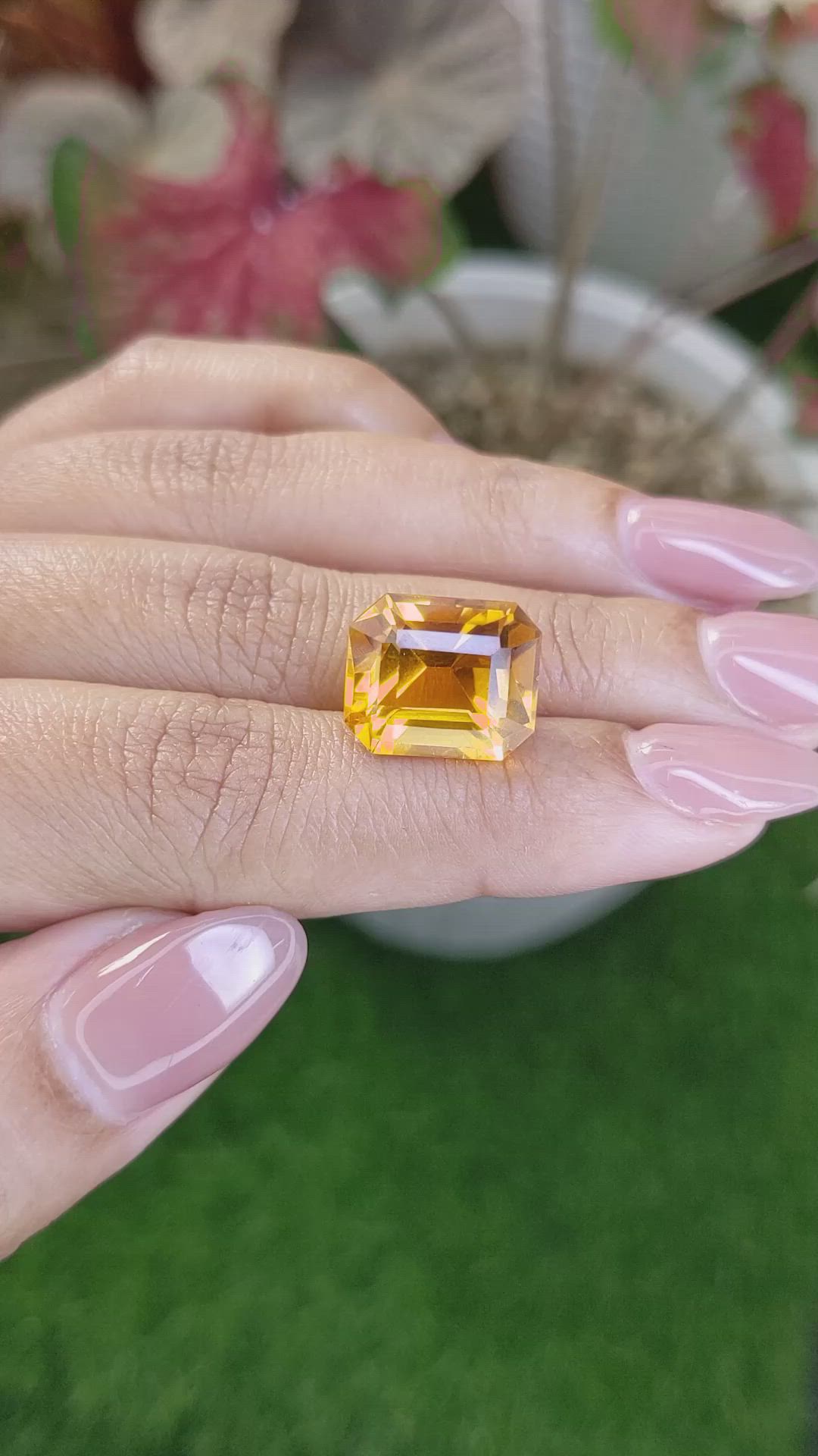 10.61 Ct. Yellowish Orange Citrine from Brazil Size Video