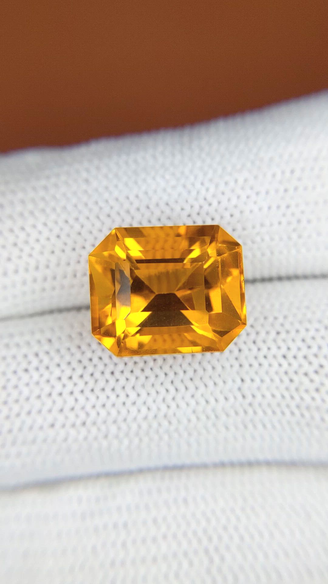 10.61 Ct. Yellowish Orange Citrine from Brazil Size Video