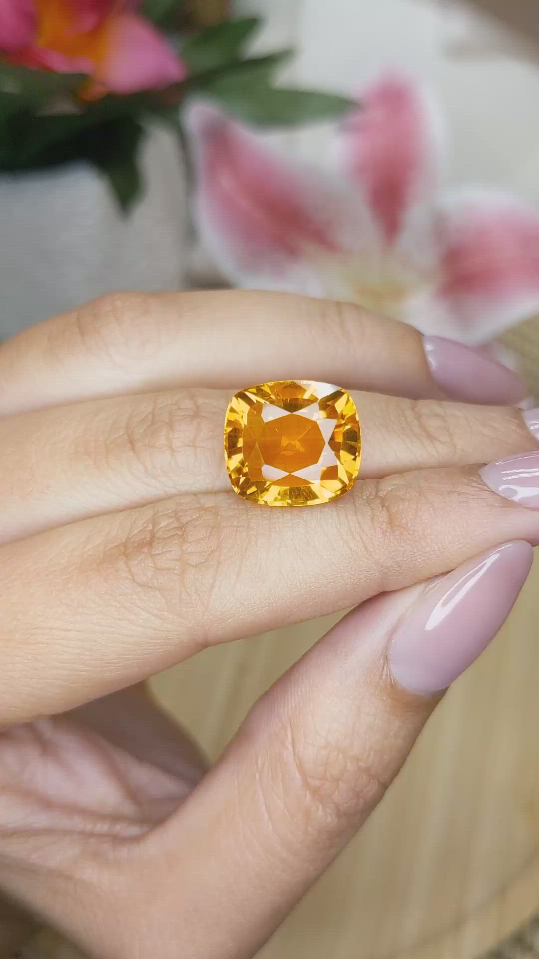 10.56 Ct. Yellowish Orange Citrine from Brazil Size Video