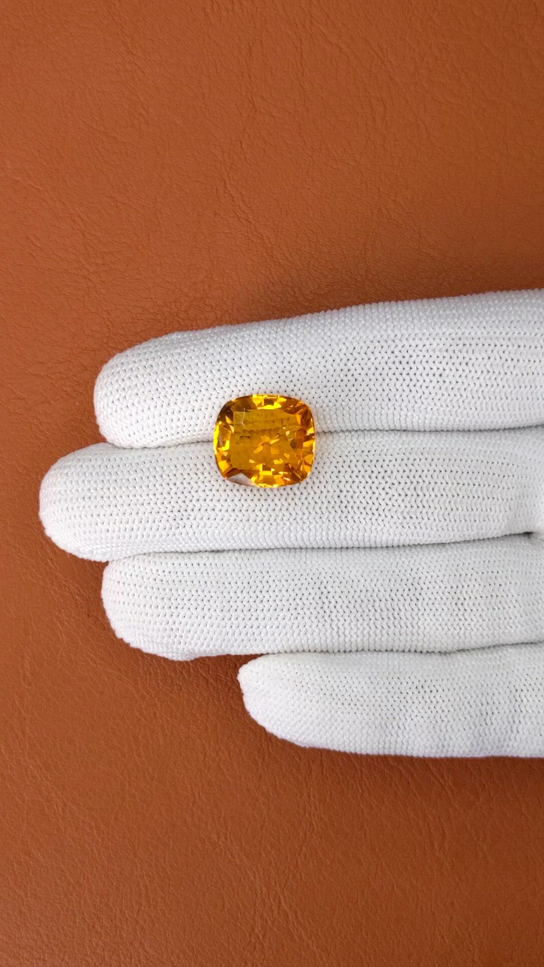 10.56 Ct. Yellowish Orange Citrine from Brazil Size Video