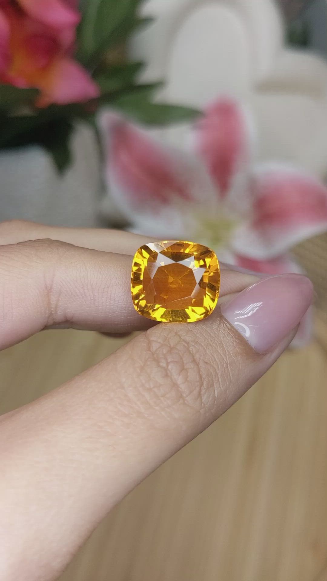 10.56 Ct. Yellowish Orange Citrine from Brazil Size Video