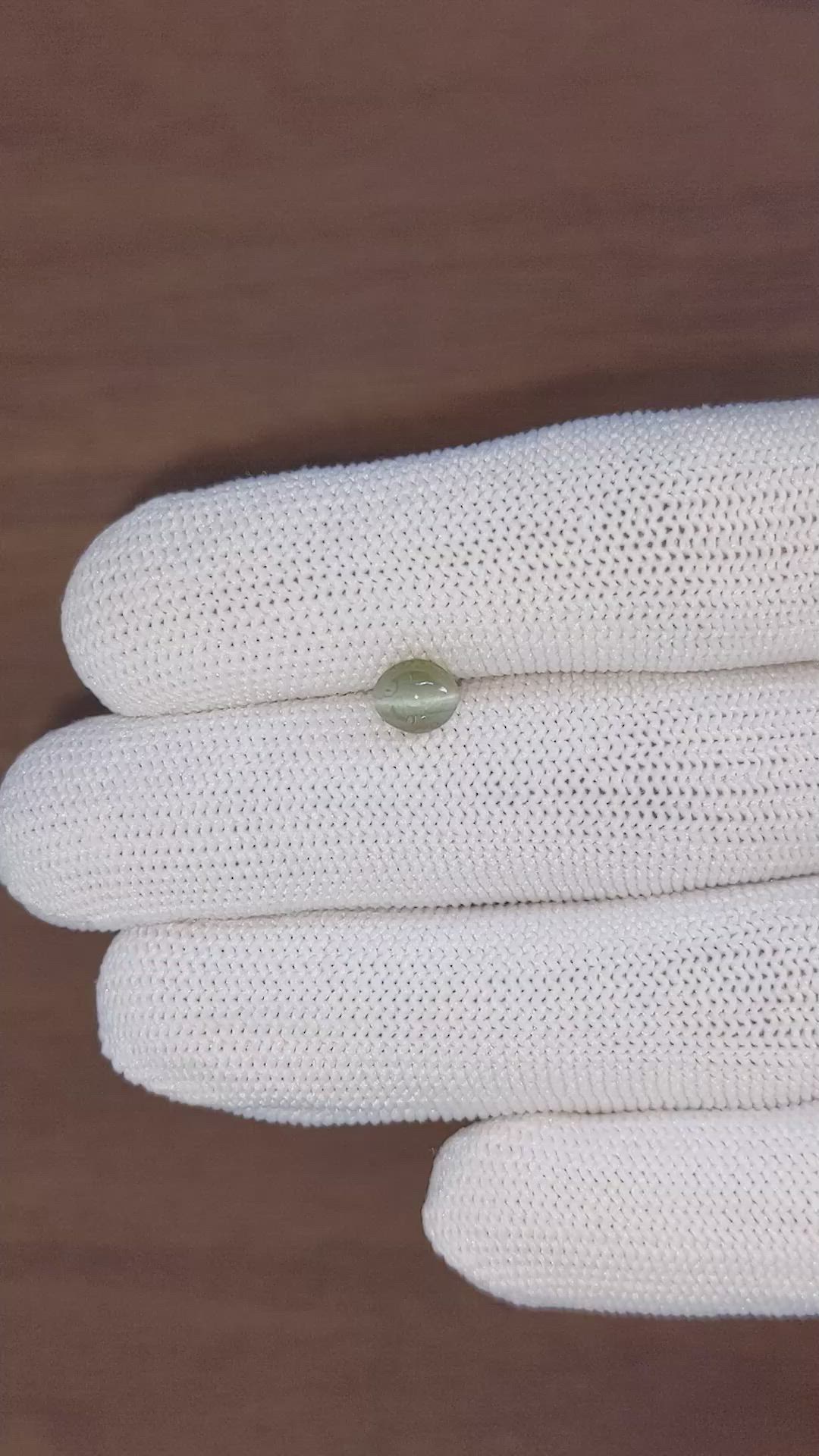 1.36 Ct. Green Cabochon Chrysoberyl from Ceylon (Sri Lanka) Size Video