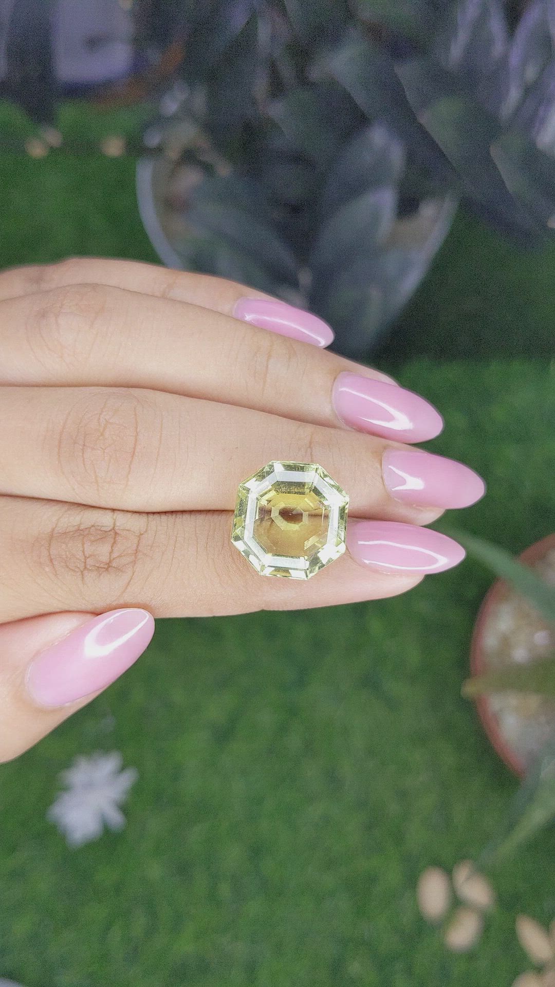 12.61 Ct. Greenish Yellow Citrine from Ceylon (Sri Lanka) Size Video