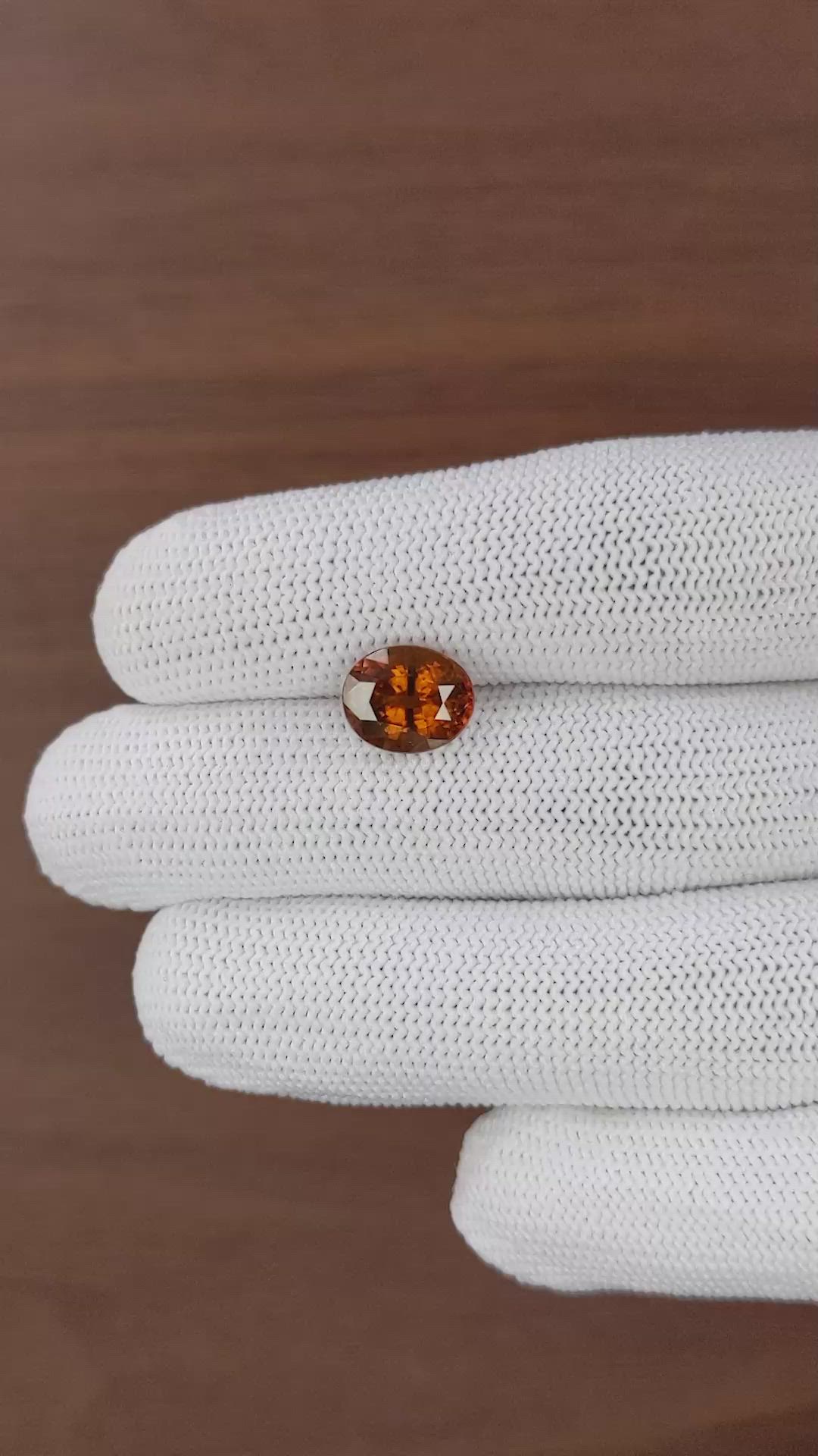 3.73 Ct. Reddish Orange Hessonite Garnet Size Video