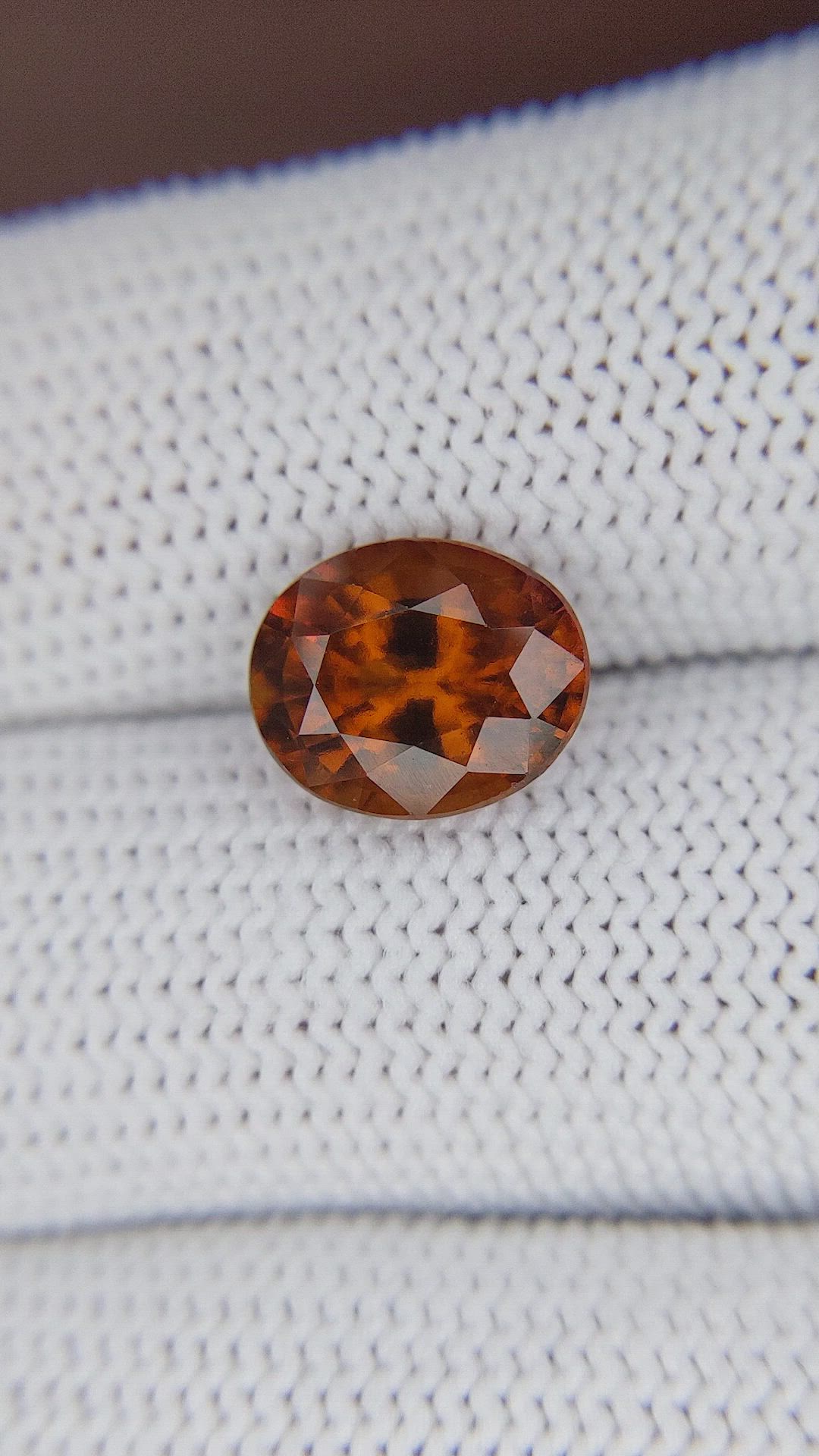 3.73 Ct. Reddish Orange Hessonite Garnet Size Video
