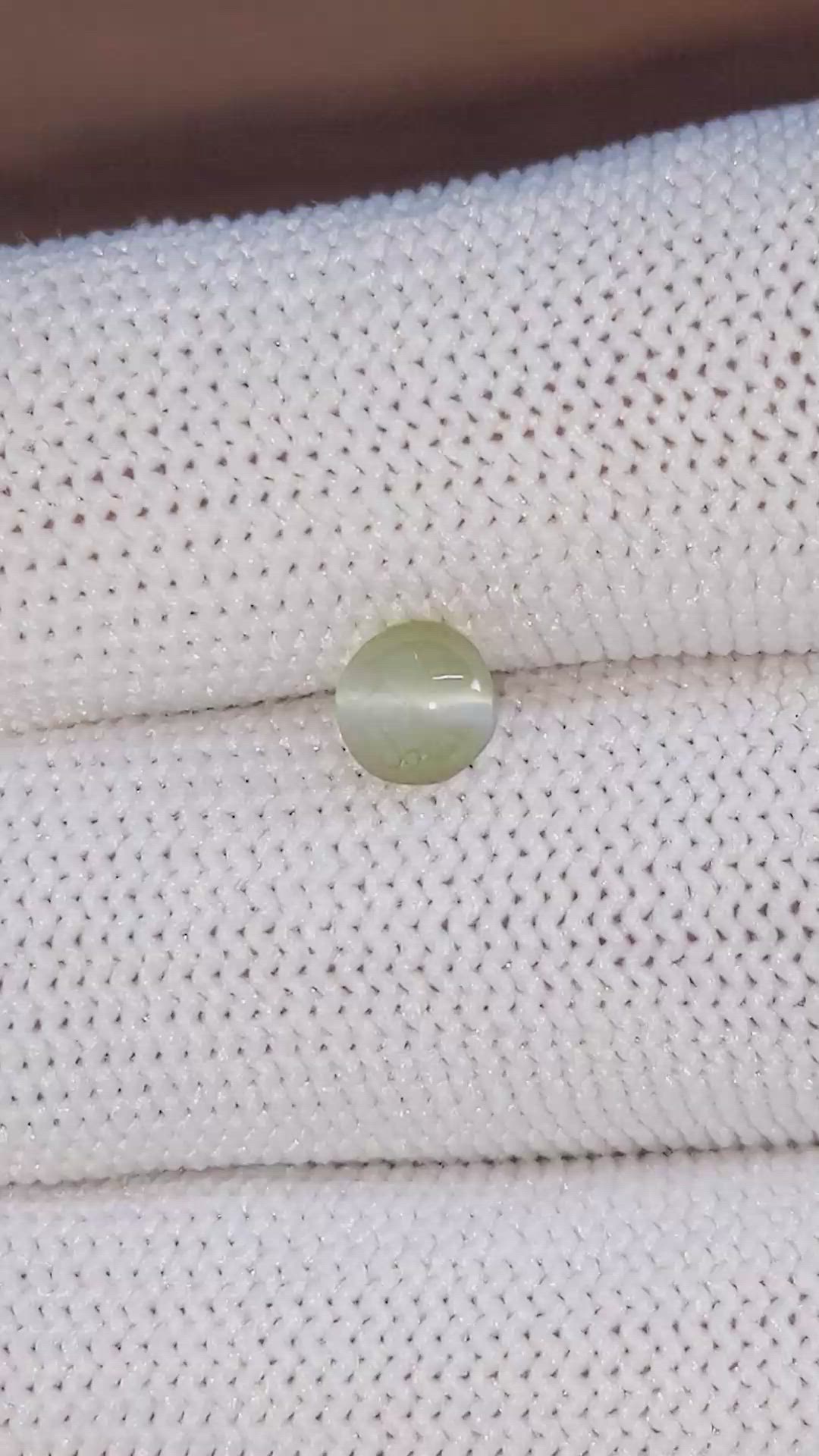 1.08 Ct. Green Cabochon Chrysoberyl from Ceylon (Sri Lanka) Size Video