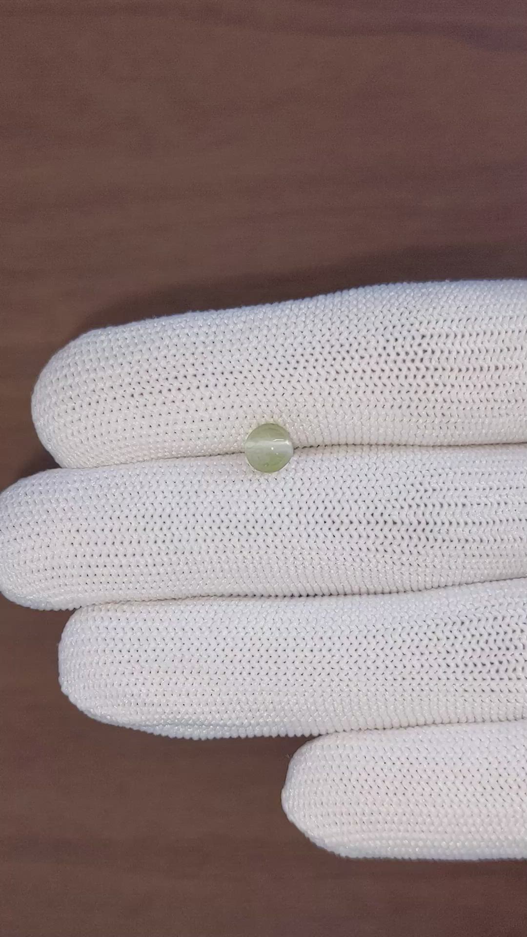 1.08 Ct. Green Cabochon Chrysoberyl from Ceylon (Sri Lanka) Size Video