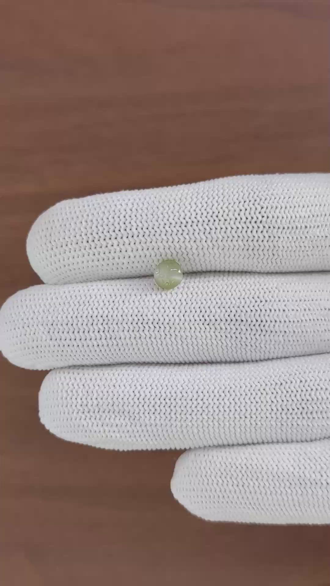 1.08 Ct. Green Cabochon Chrysoberyl from Ceylon (Sri Lanka) Size Video