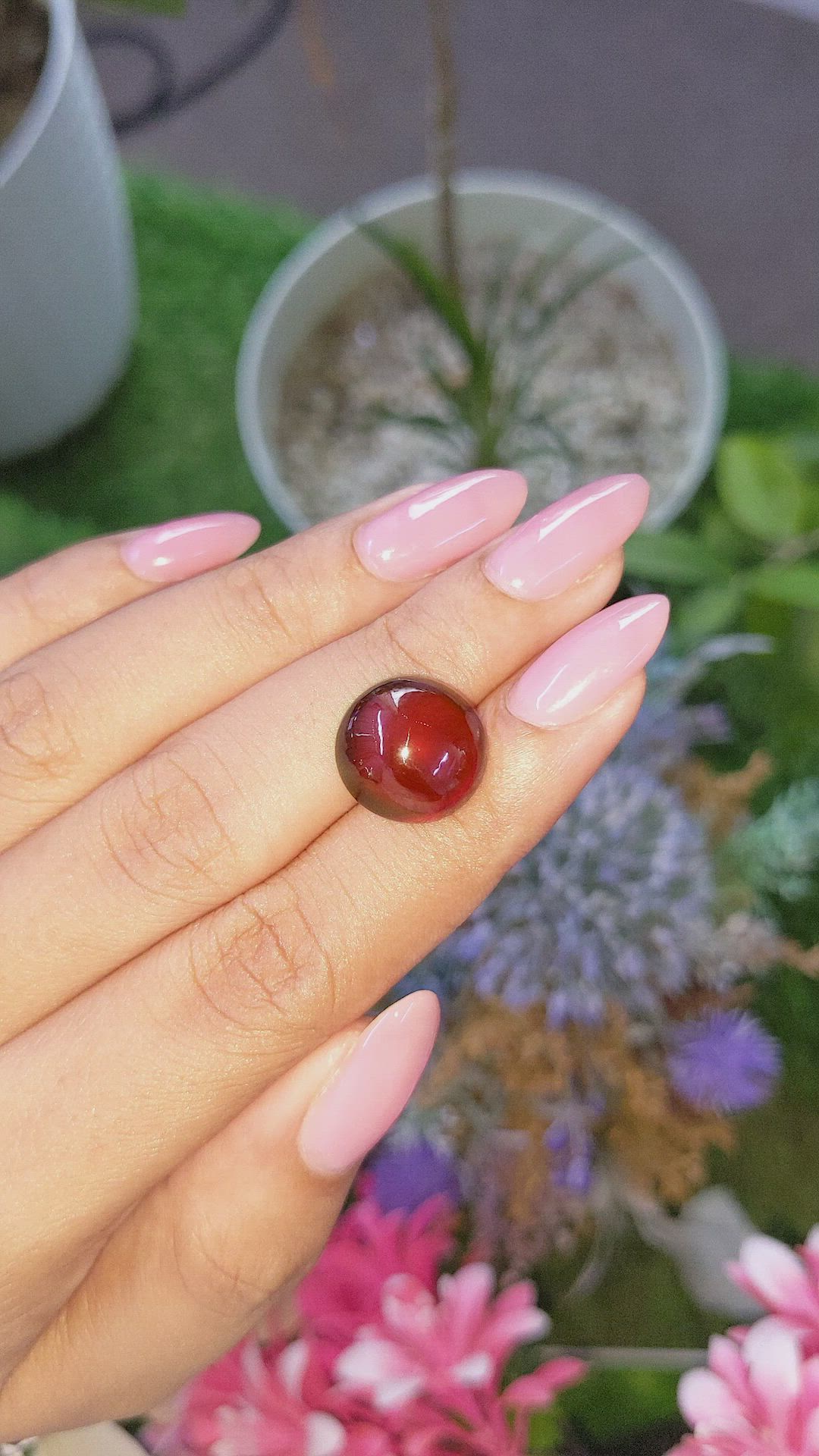 11.44 Ct. Red Cabochon Hessonite Garnet Size Video