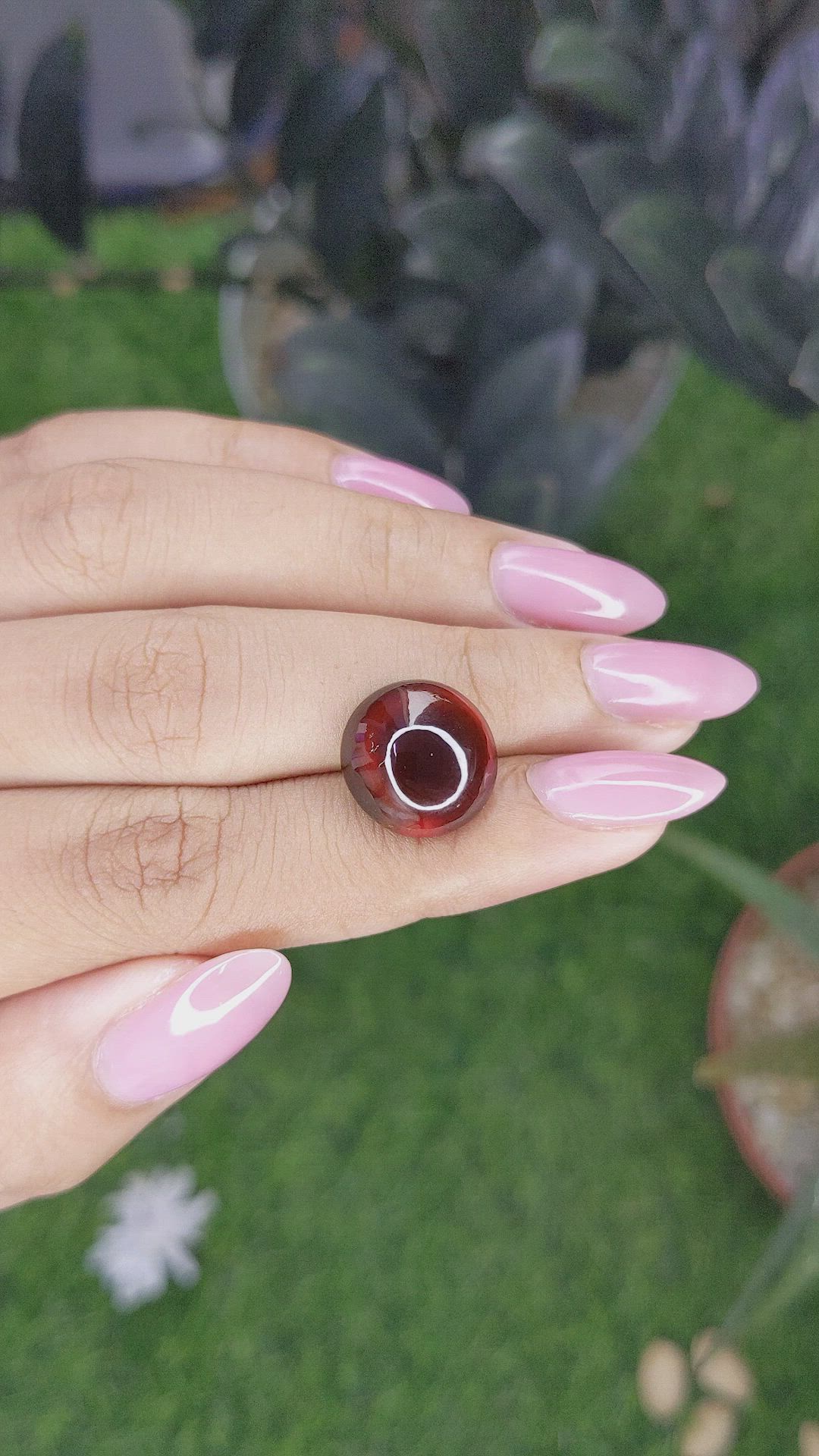 11.44 Ct. Red Cabochon Hessonite Garnet Size Video