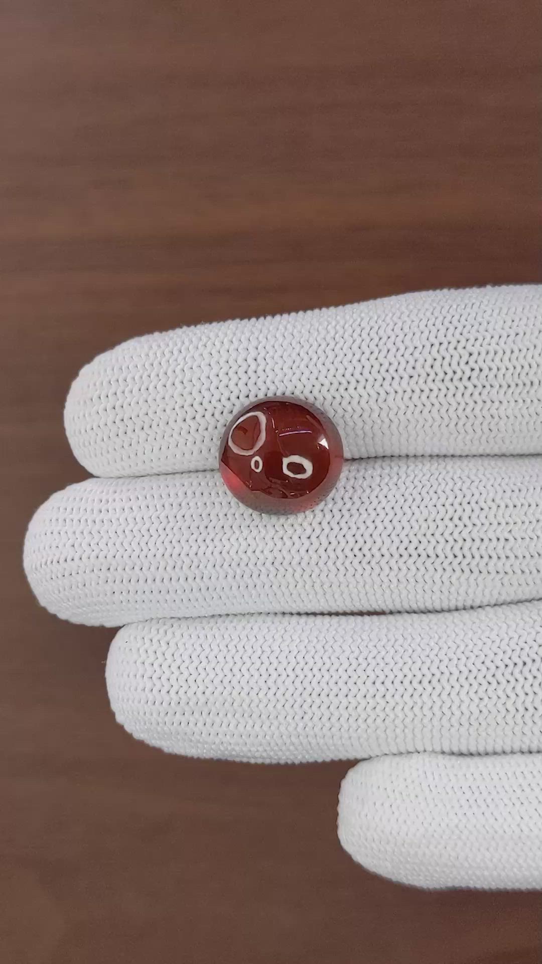 11.44 Ct. Red Cabochon Hessonite Garnet Size Video