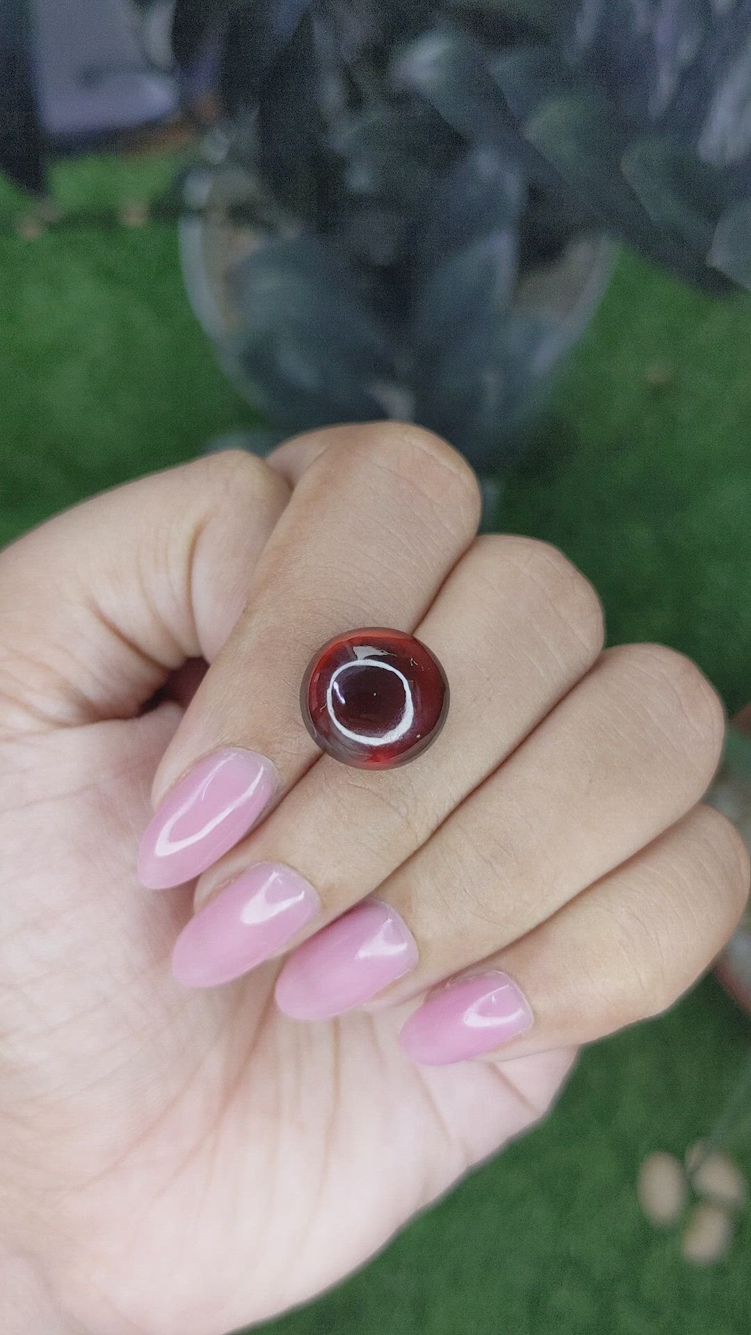 11.44 Ct. Red Cabochon Hessonite Garnet Size Video