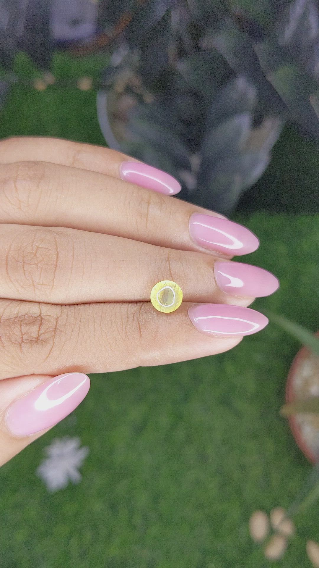 1.94 Ct. Yellow Cabochon Chrysoberyl from Ceylon (Sri Lanka) Size Video
