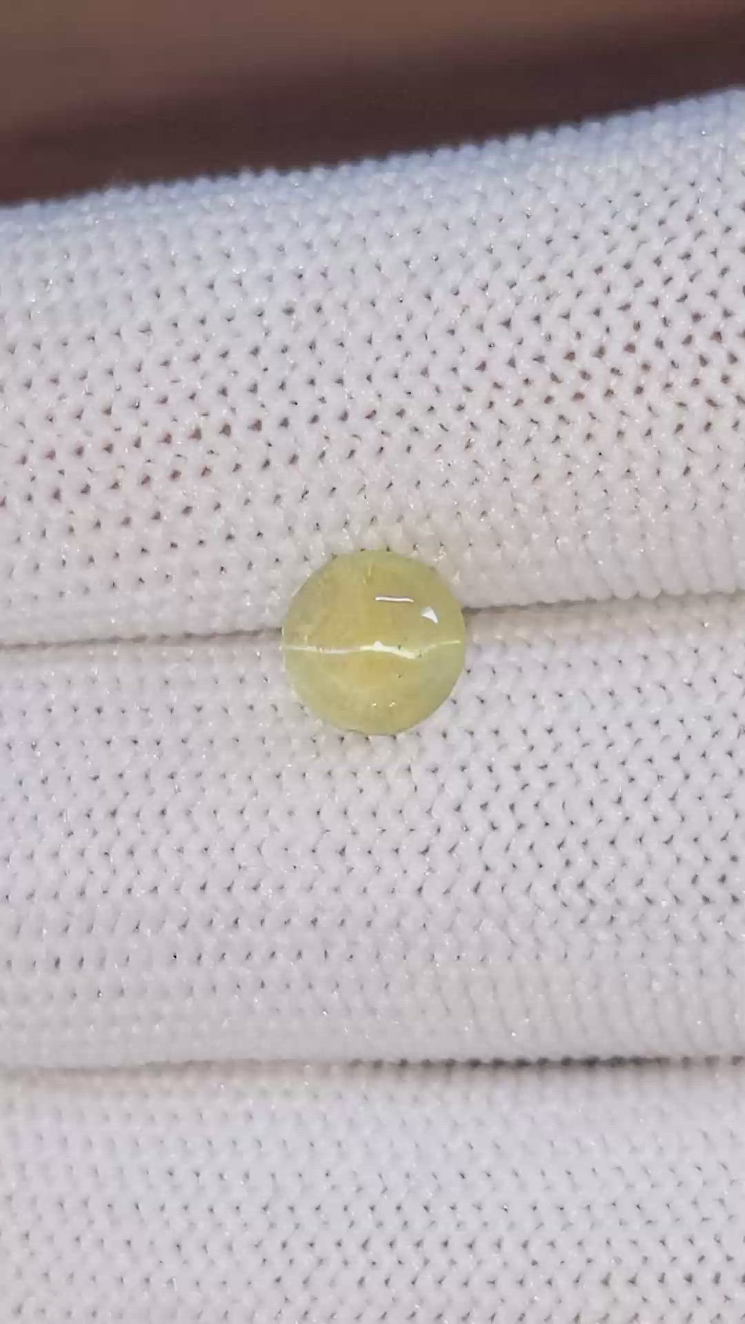 1.94 Ct. Yellow Cabochon Chrysoberyl from Ceylon (Sri Lanka) Size Video