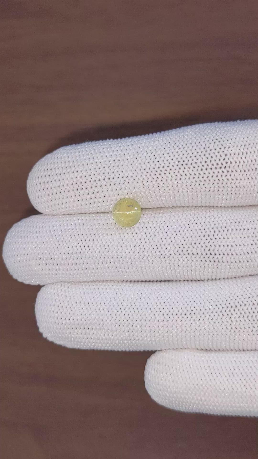 1.94 Ct. Yellow Cabochon Chrysoberyl from Ceylon (Sri Lanka) Size Video