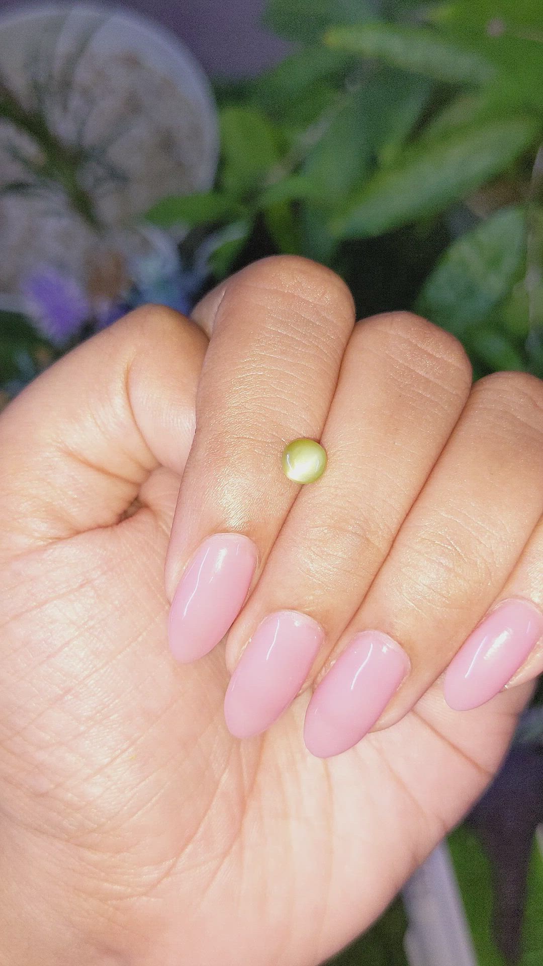 1.07 Ct. Green Cabochon Chrysoberyl from Ceylon (Sri Lanka) Size Video