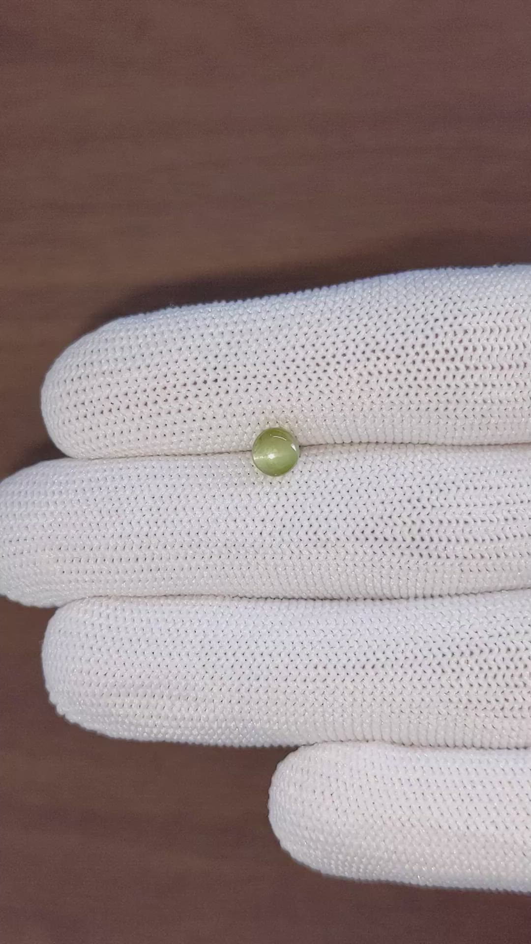 1.07 Ct. Green Cabochon Chrysoberyl from Ceylon (Sri Lanka) Size Video